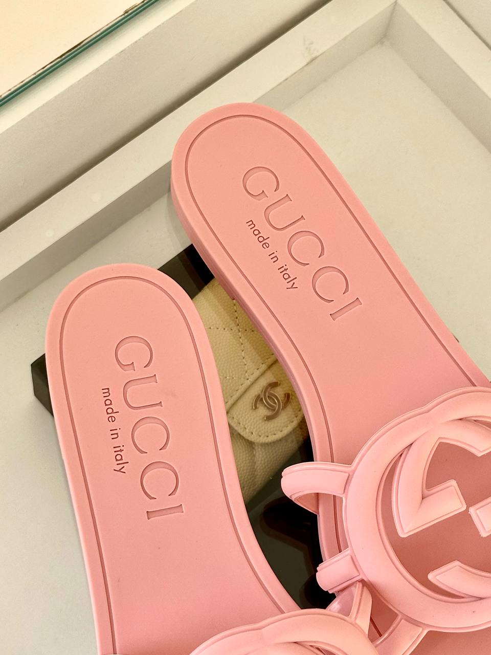 Gucci Interlocking G Cutout Rubber Slide Sandals