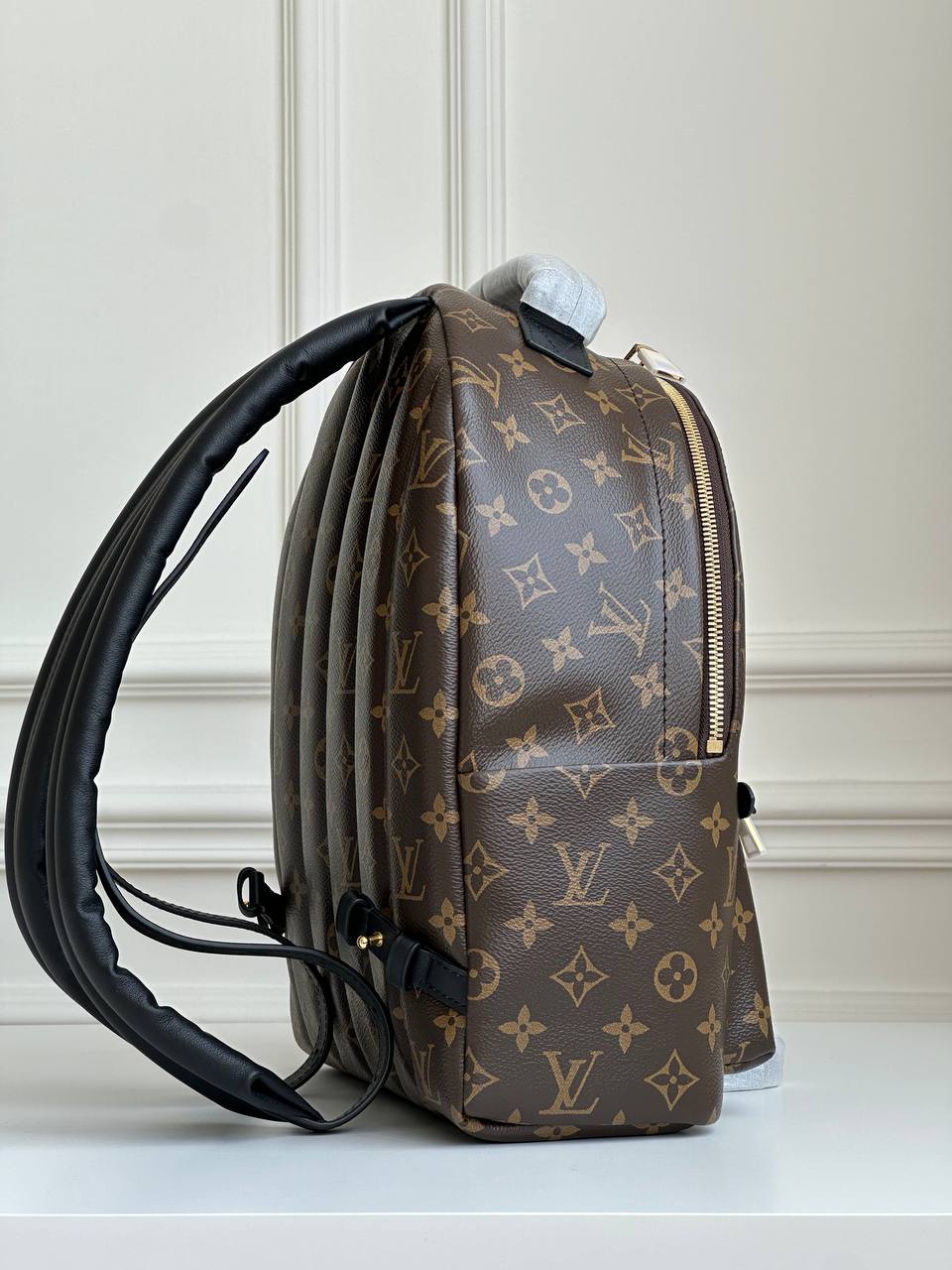 Louis Vuitton Classic Monogram Canvas Black Leather Logo Medium Backpack