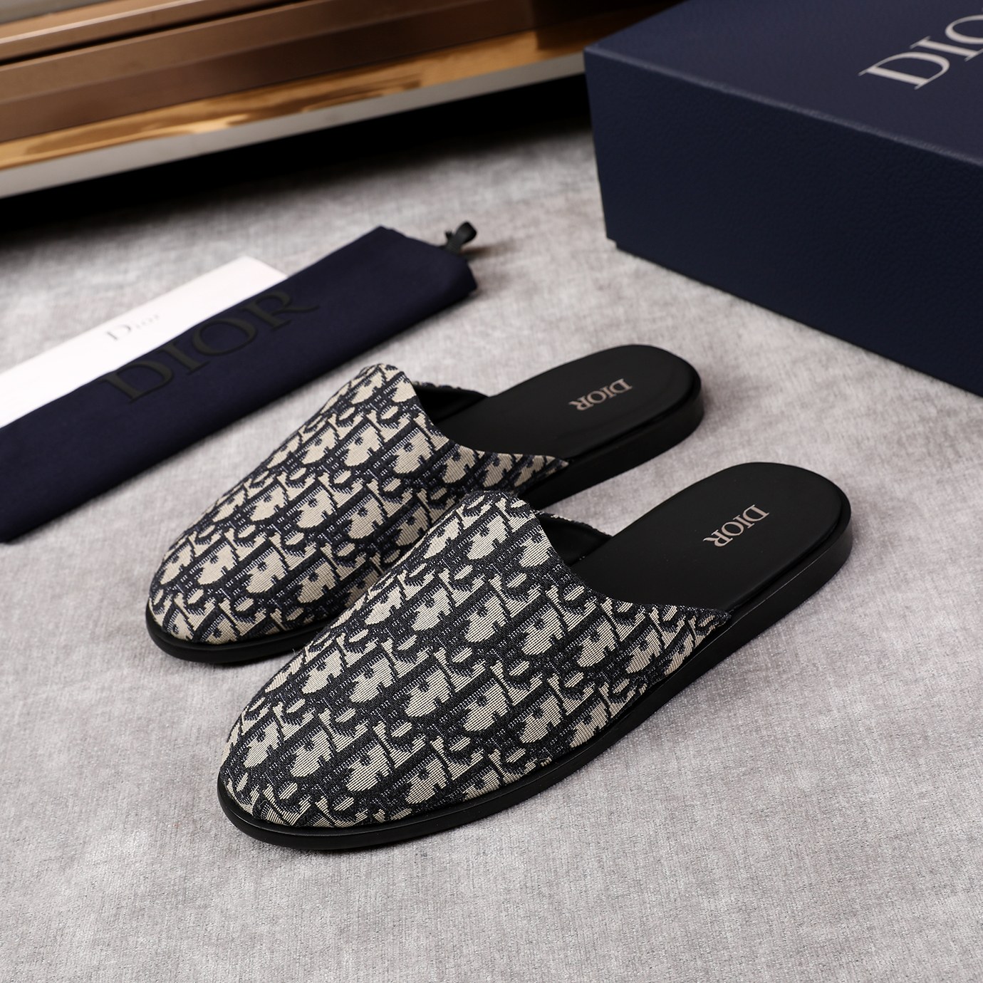 Dior Oblique B28 Embroidered Canvas Men Mules