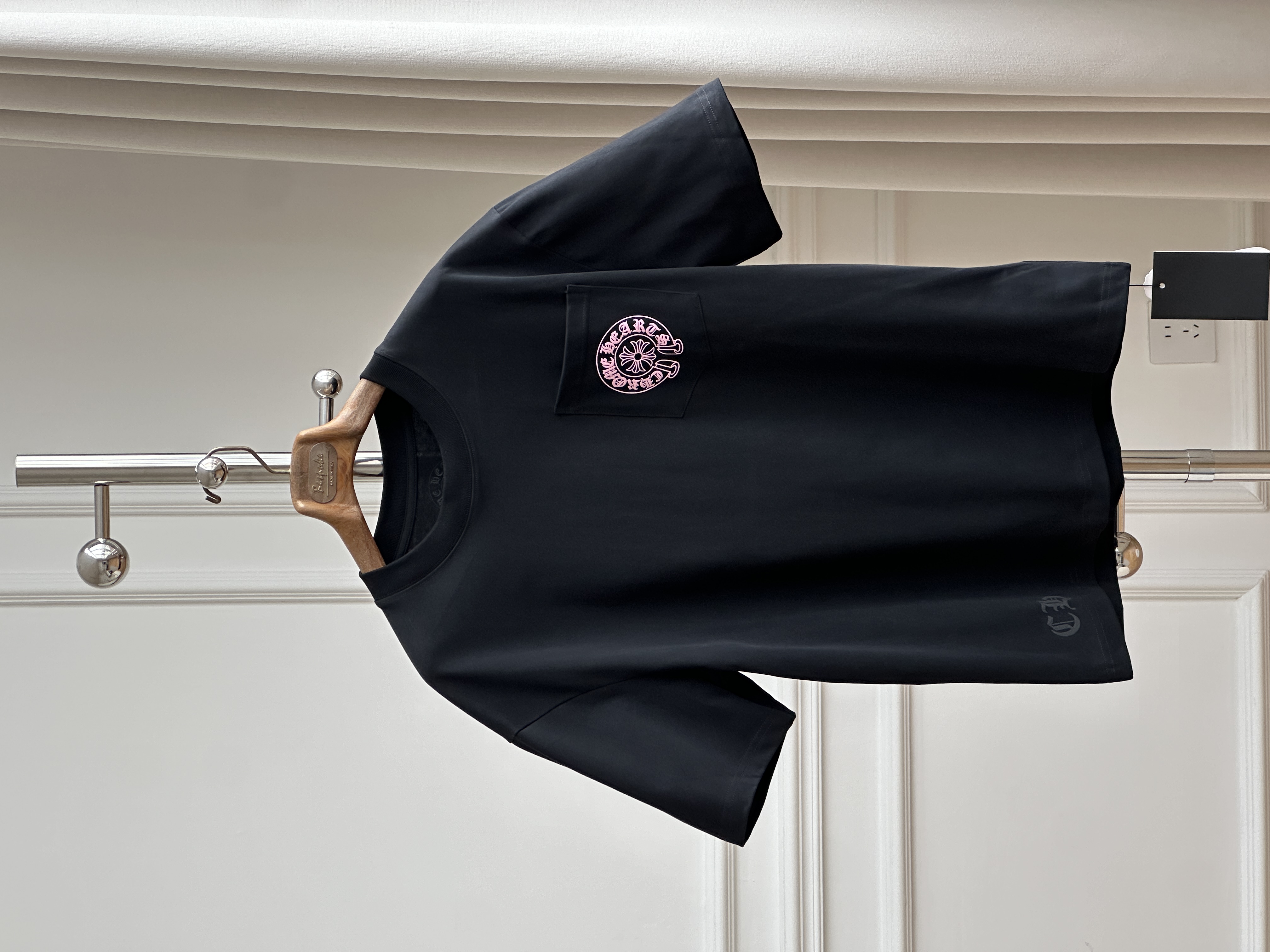 Chrome Hearts Pink Horseshoe Logo Pocket Tee