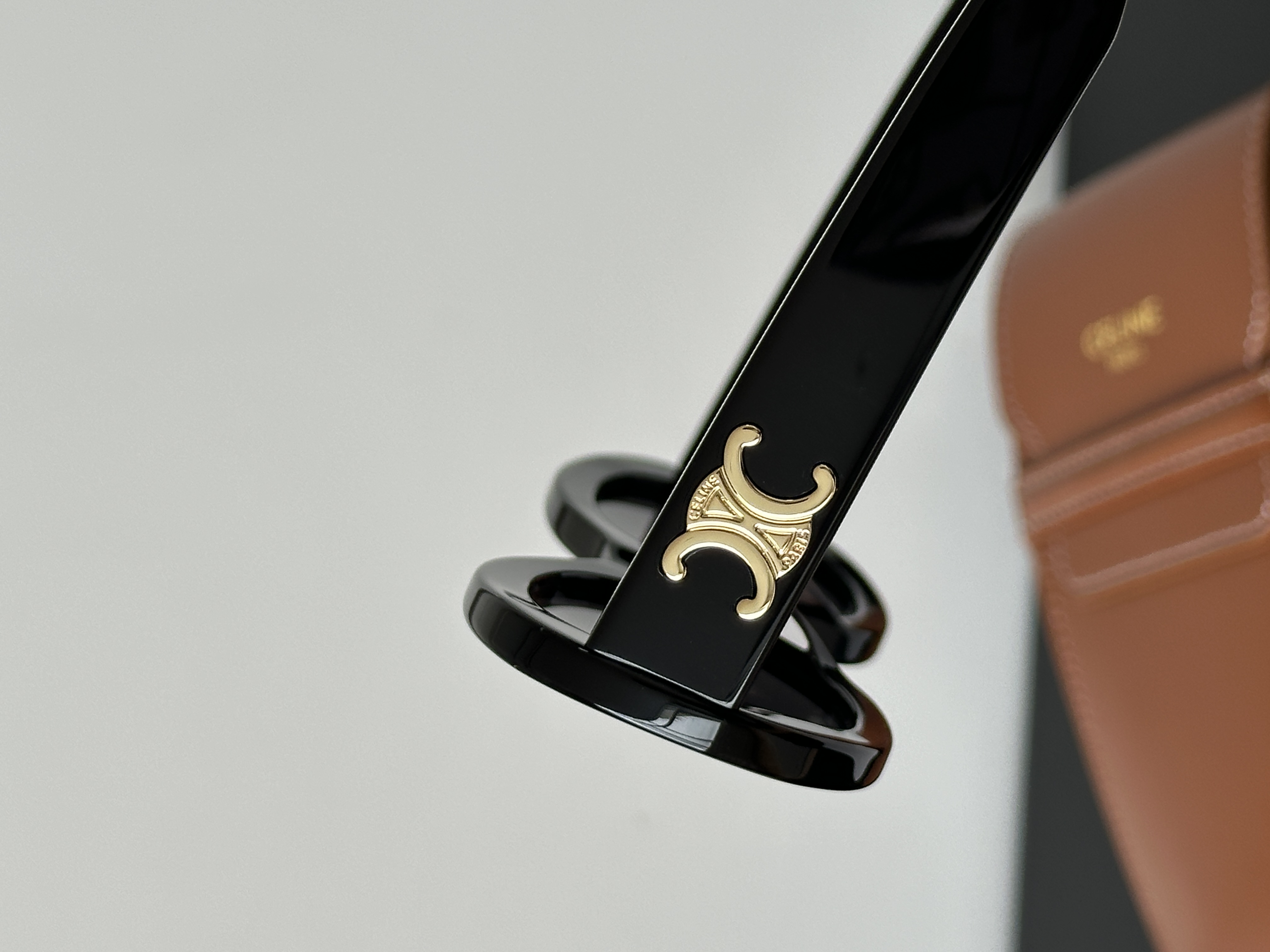 Celine Black Acetate Triomphe Oval Retro Sunglasses
