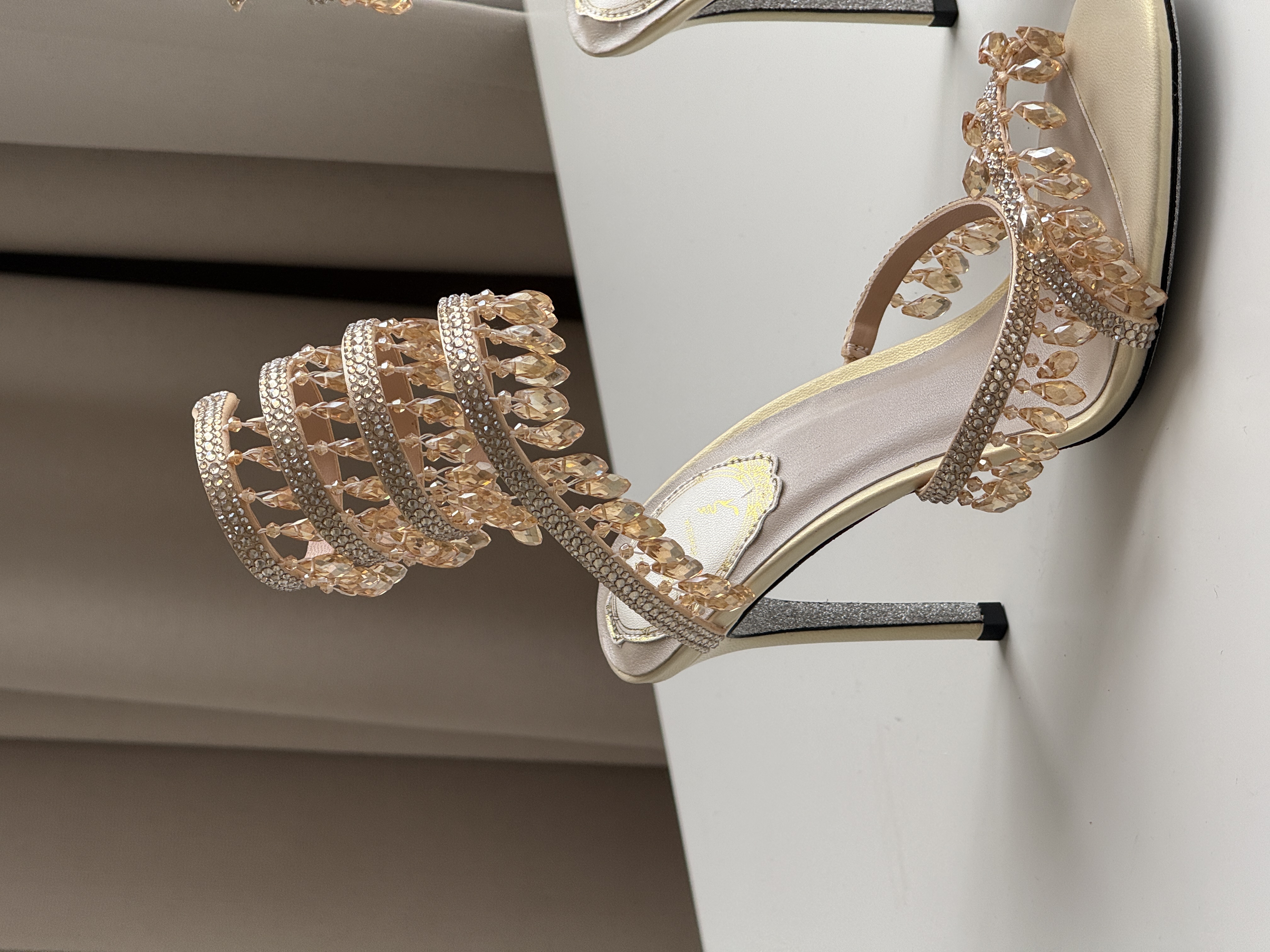 René Caovilla Chandelier Crystal Snake Sandals