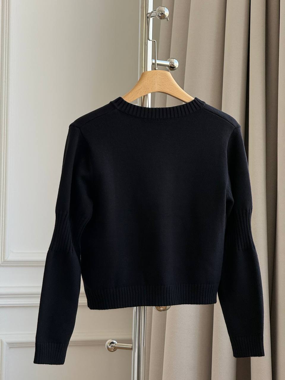 CHANEL Crew Neck Knit Cardigan with Double CC Buttons