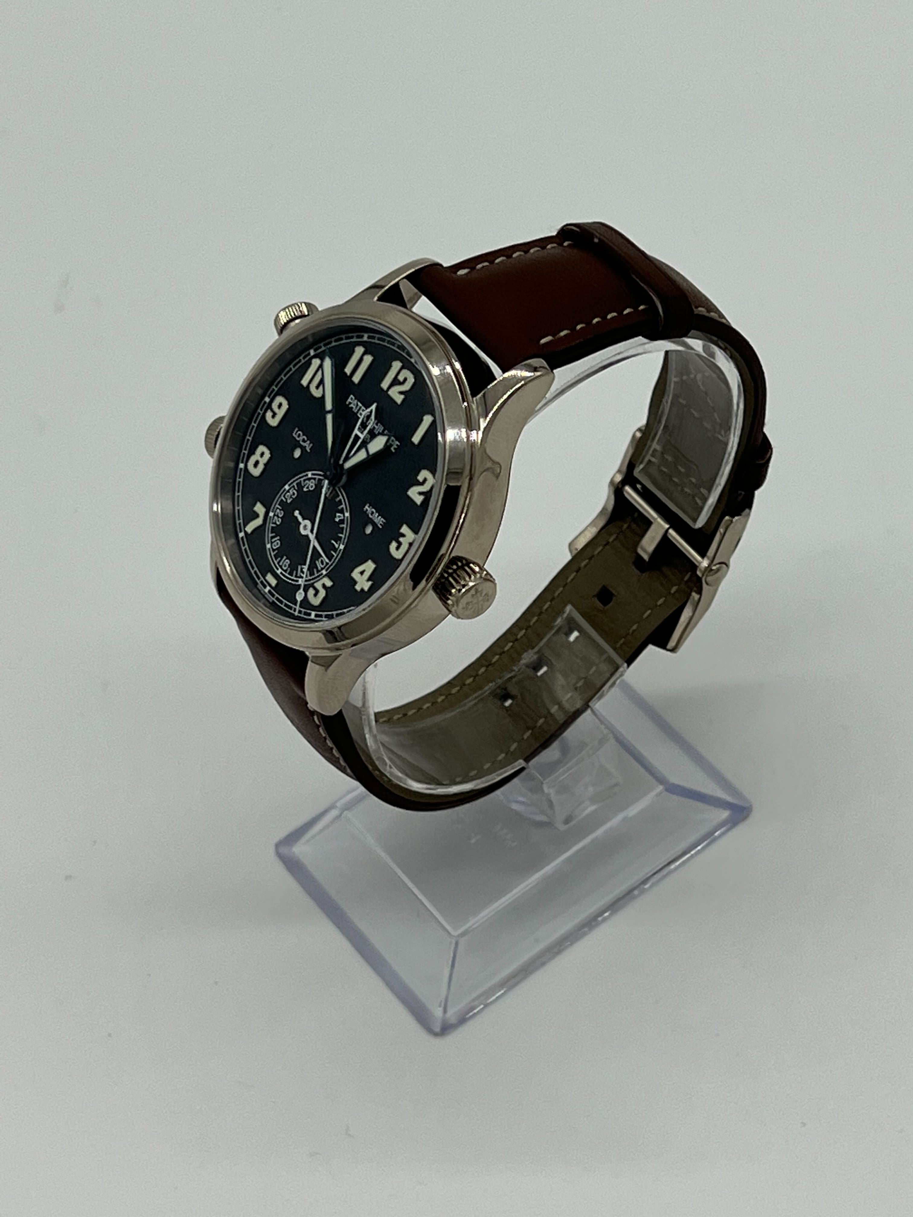 Patek Philippe Calatrava Pilot Travel Time White Gold 5524G-001【1:1 Replica】