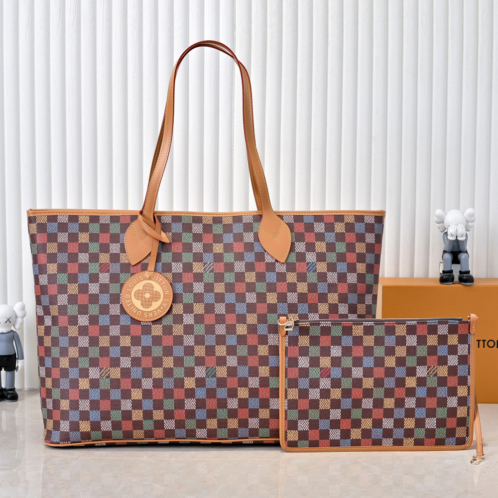LV Neverfull Coated Canvas Tote Bag