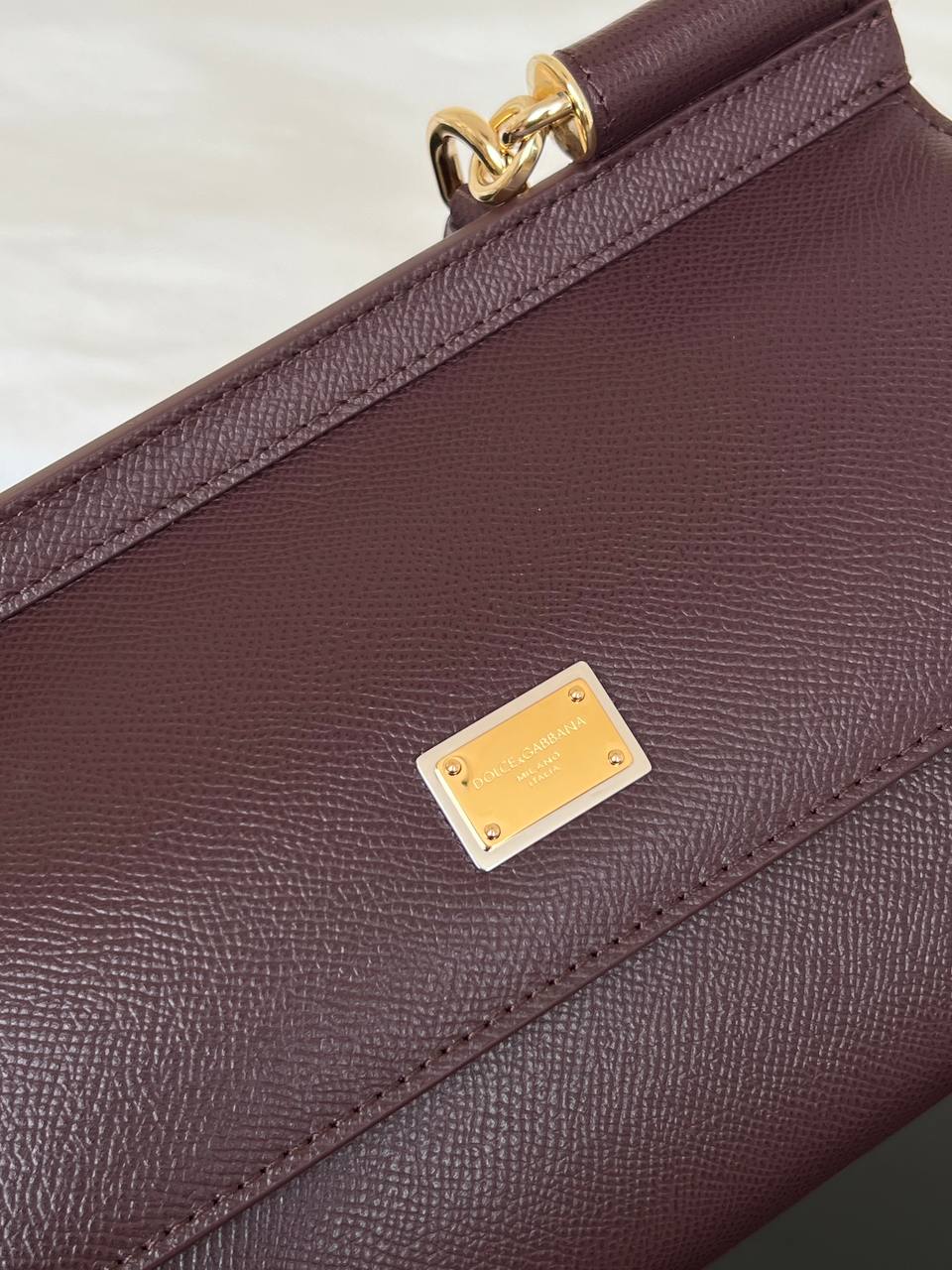 Miu Miu Burgundy Madras Leather Top Handle Flap Handbag