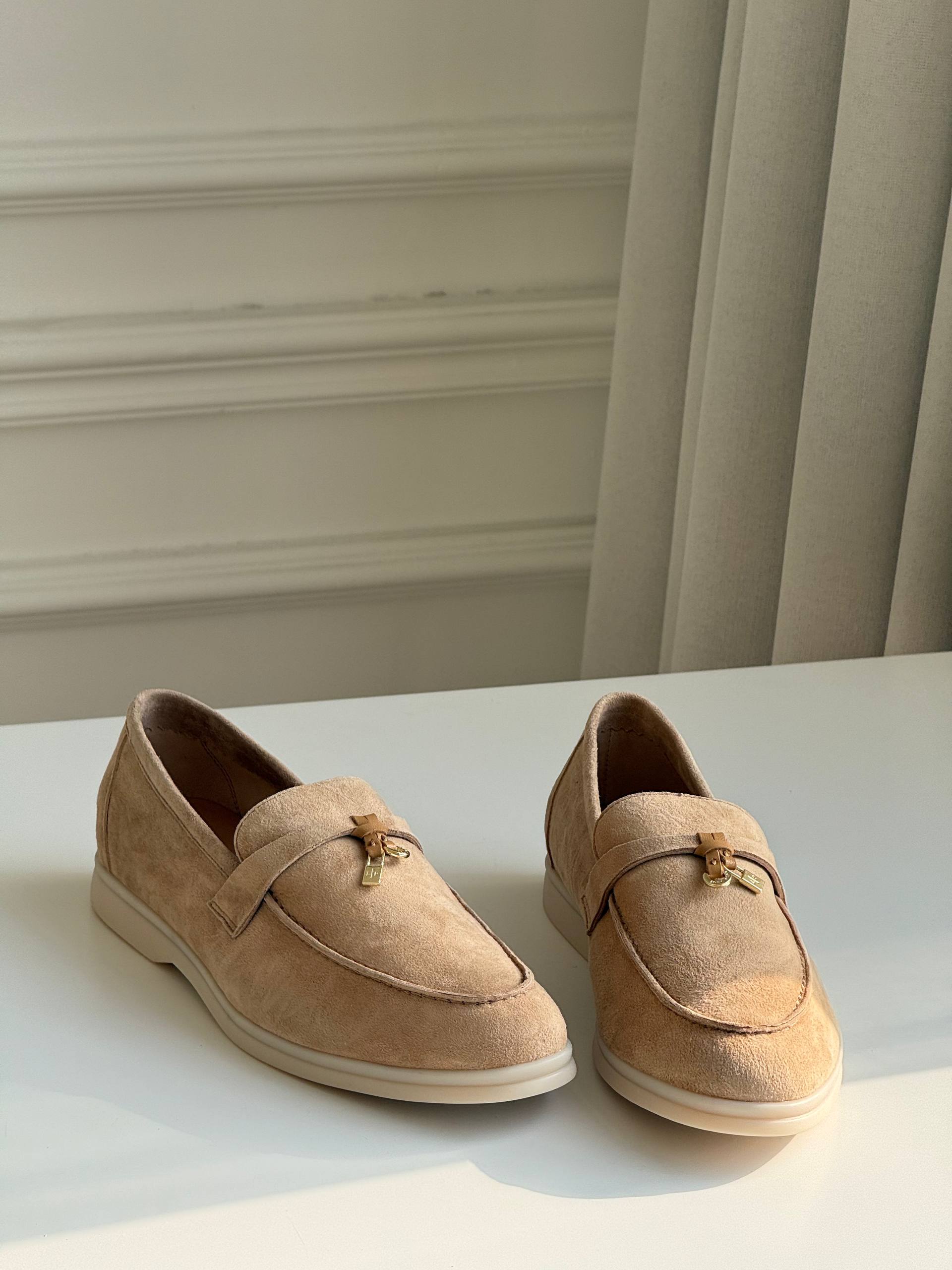 Loro Piana Summer Charms Walk Suede Loafers
