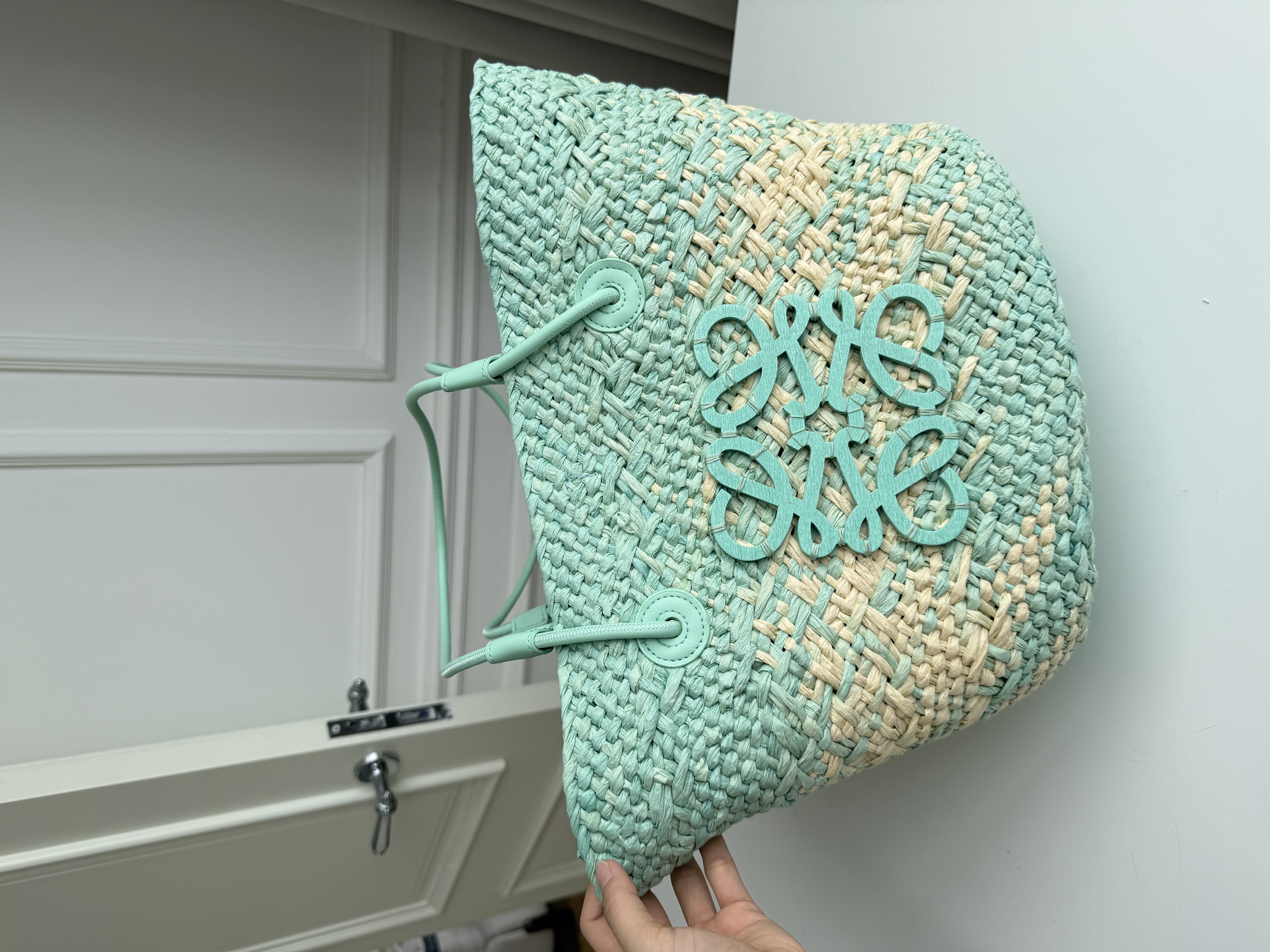LOEWE Anagram Gradient Raffia Basket Tote Bag