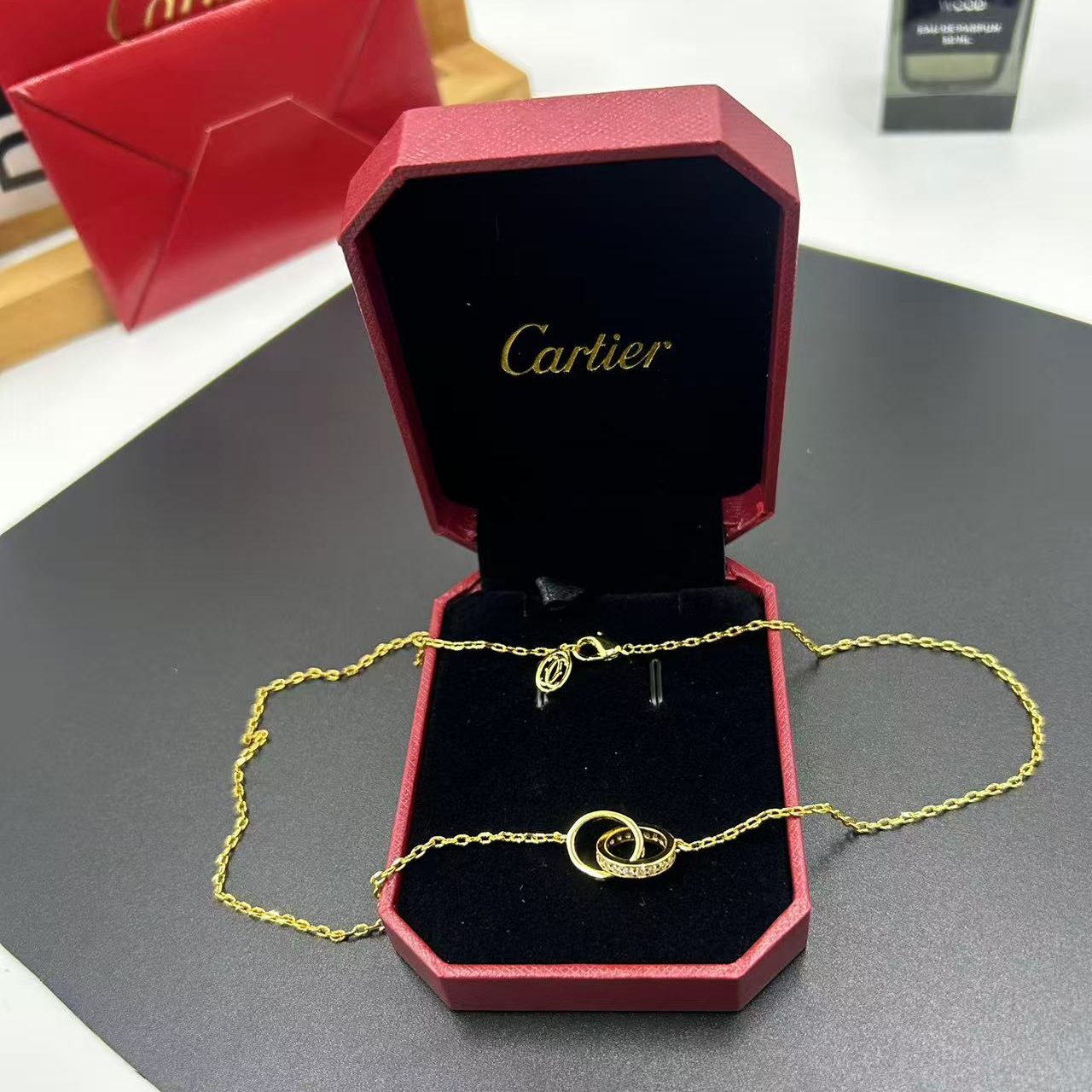 CARTIER LOVE SERIES DOUBLE-RING NECKLACE