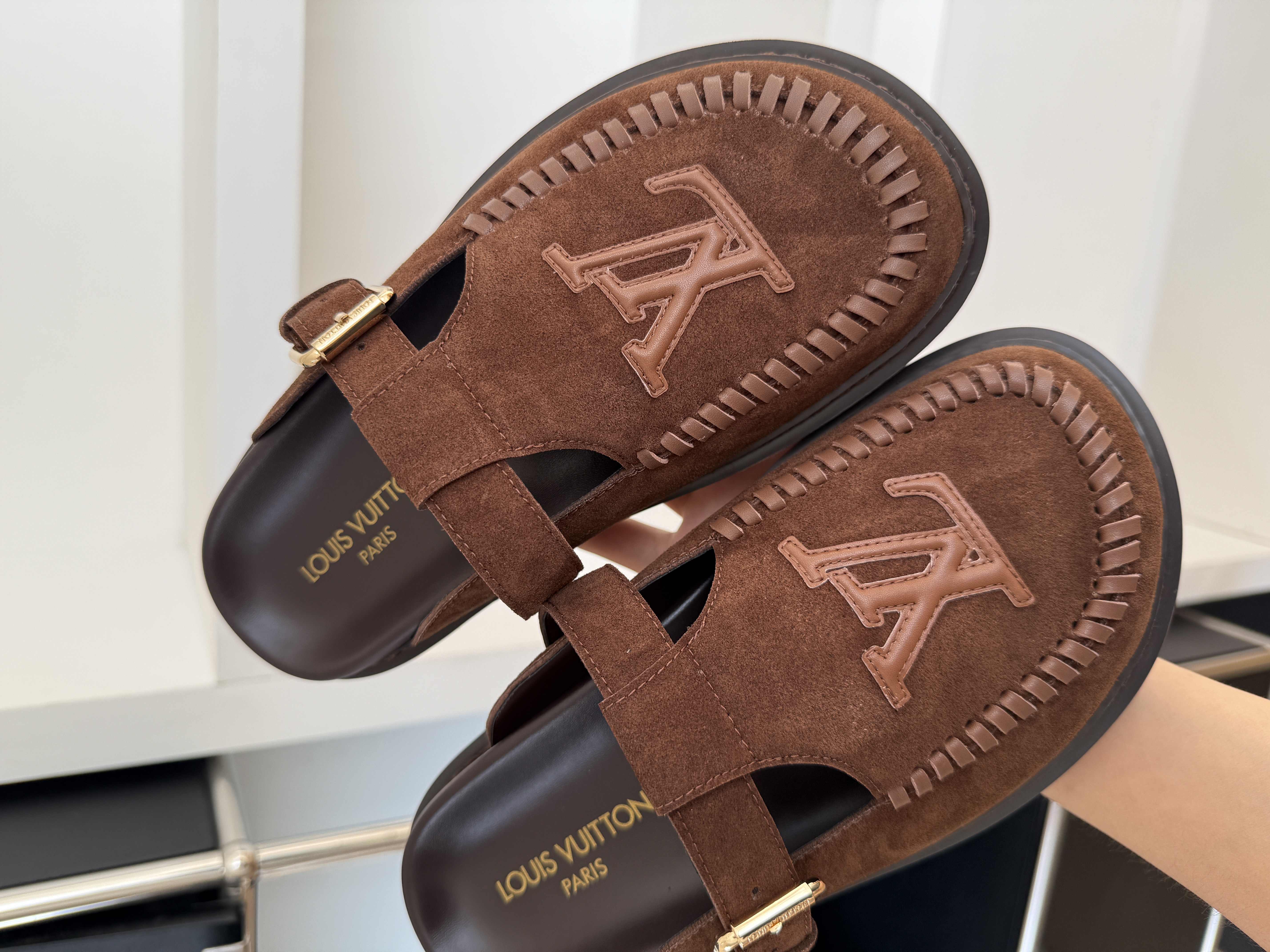 Louis Vuitton Brown Suede Mules