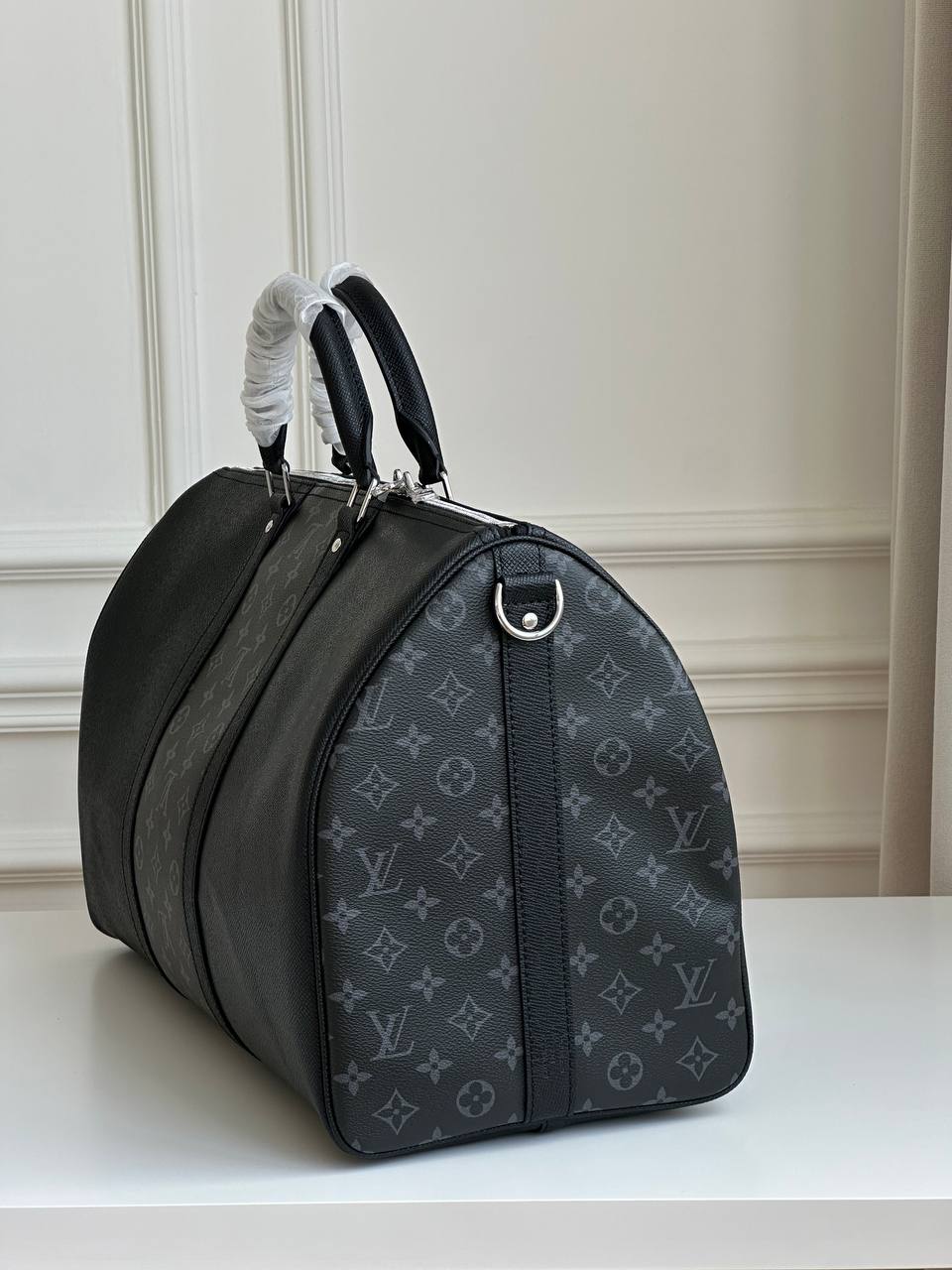 Louis Vuitton Taiga Leather Mix Monogram Eclipse Keepall 50 Travel Duffle Bag