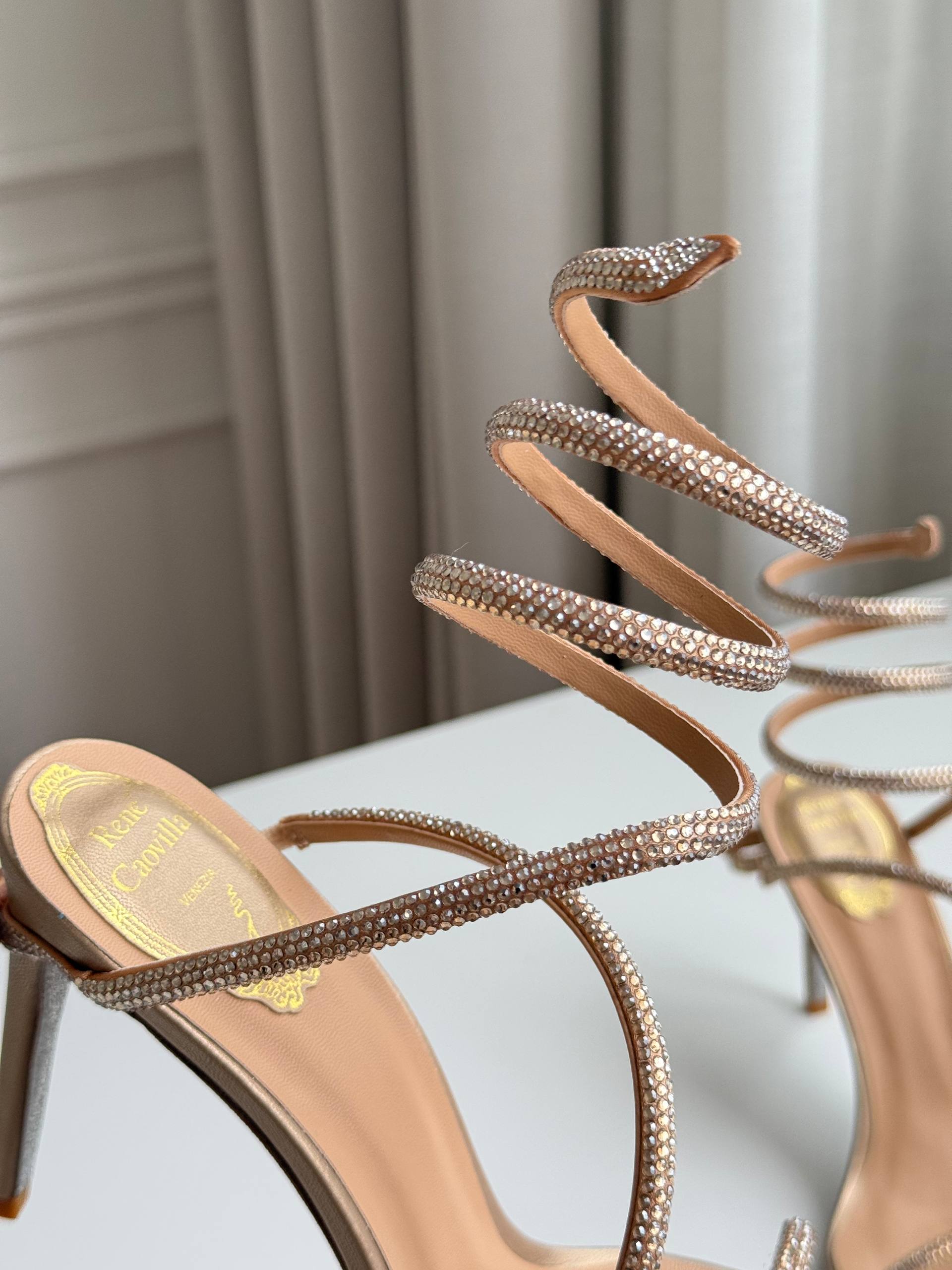 Spiral Wrap Rhinestone Strap Open Toe Stiletto High Heel Sandals