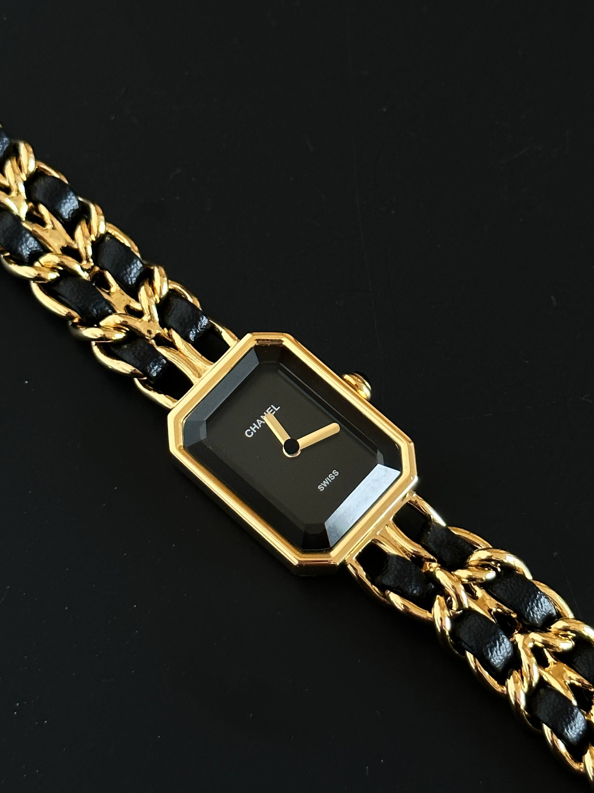 Chanel Première Smooth Gold Leather Interwoven Chain Watch