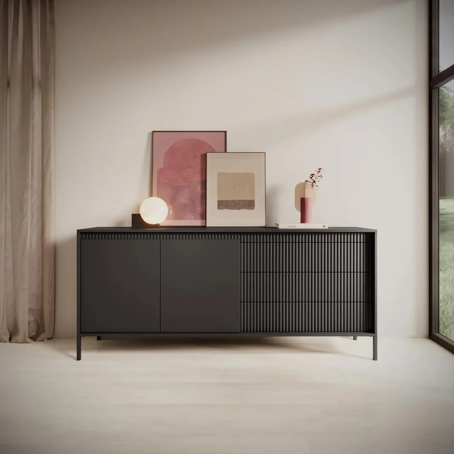 SENSATION - Buffet avec porte et tiroirs de style moderne - 187 x 39 x 81cm