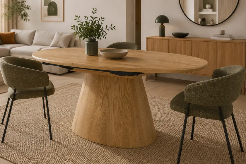 Table de Salle à Manger Extensible en Bois Massif OVANA - de 160 cm à 200 cm