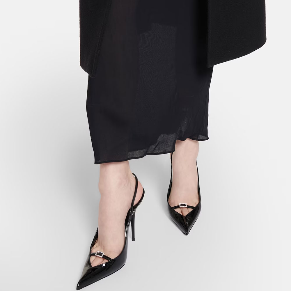 YSL Patent Leather Slide Heels with Buckle – 10.5CM