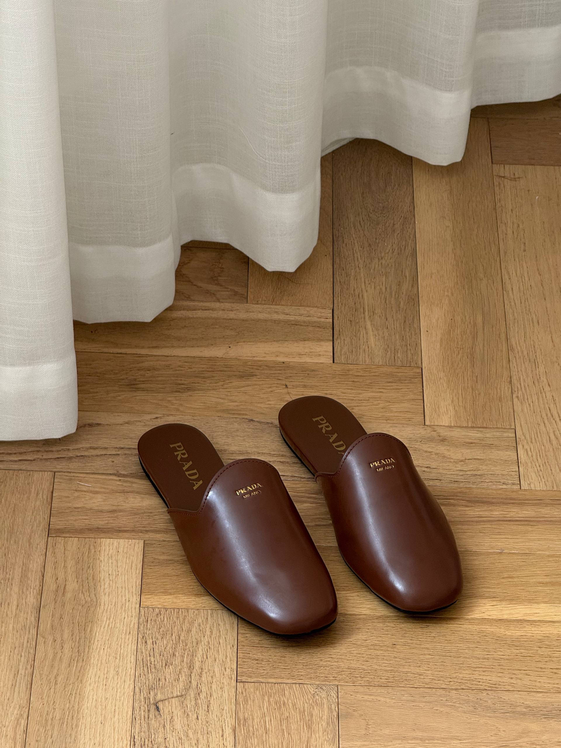 Prada Brushed Leather Mules