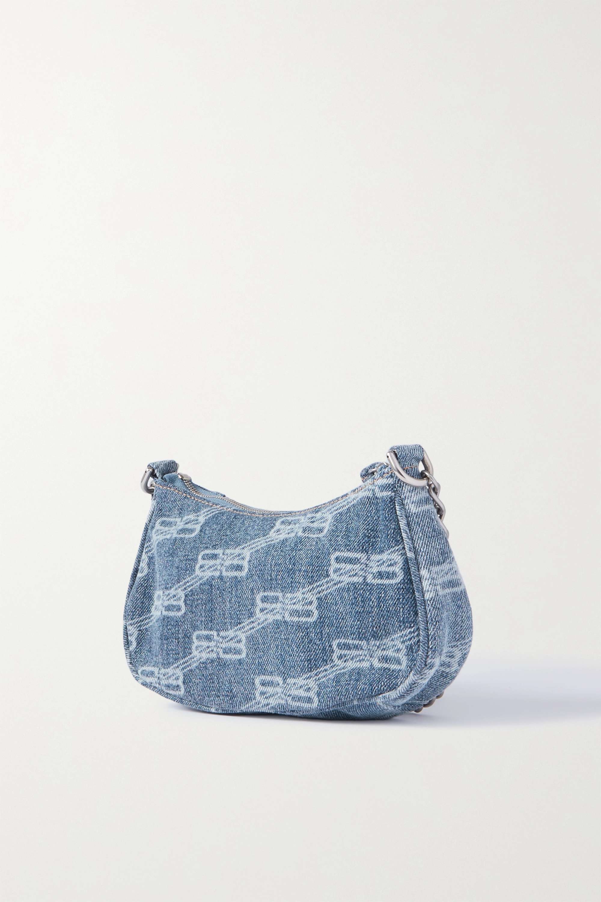 BALENCIAGA Le Cagole mini studded printed denim shoulder bag