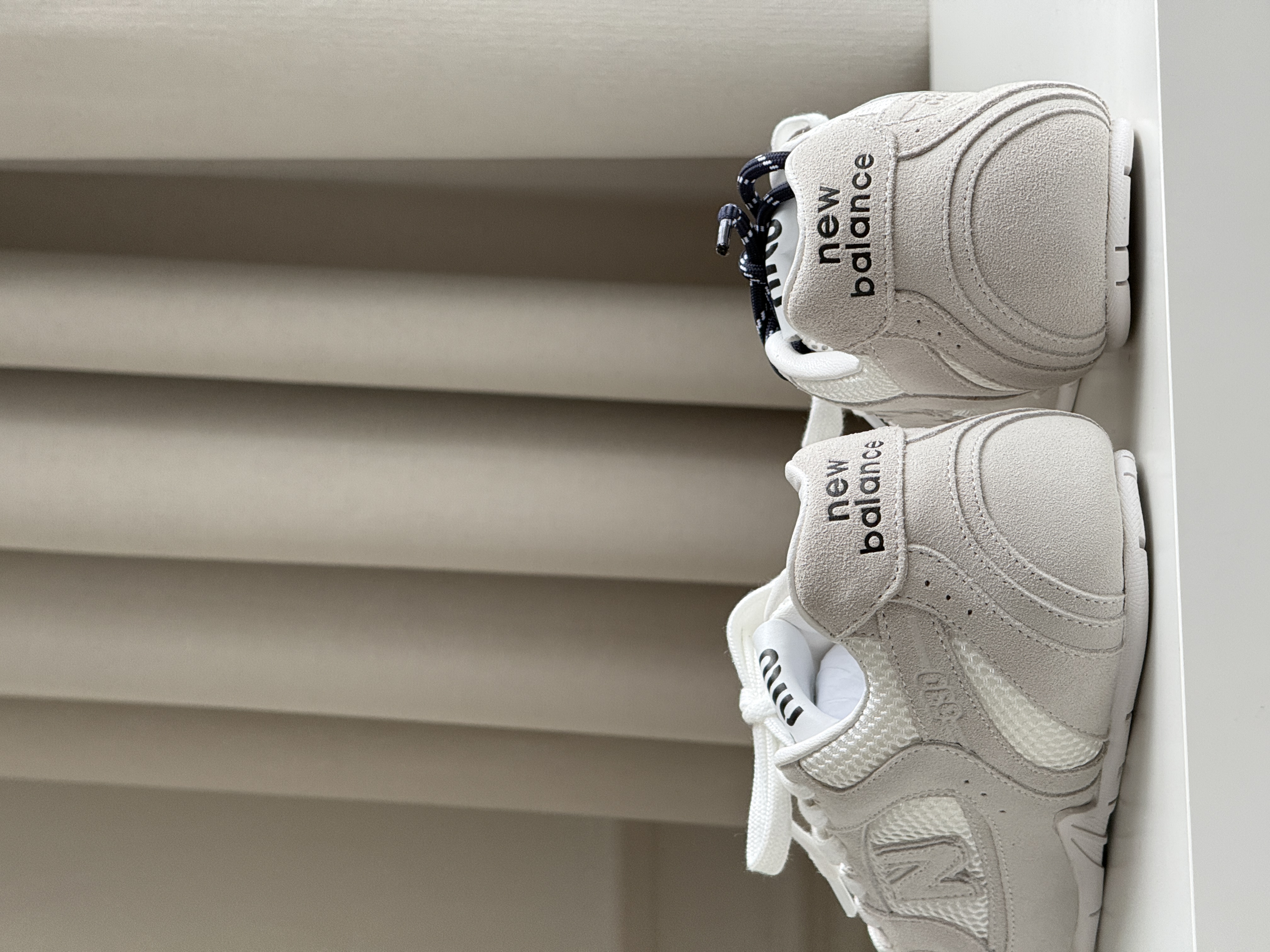 New Balance Off-White Grey Mesh Retro Low Top Running Sneakers