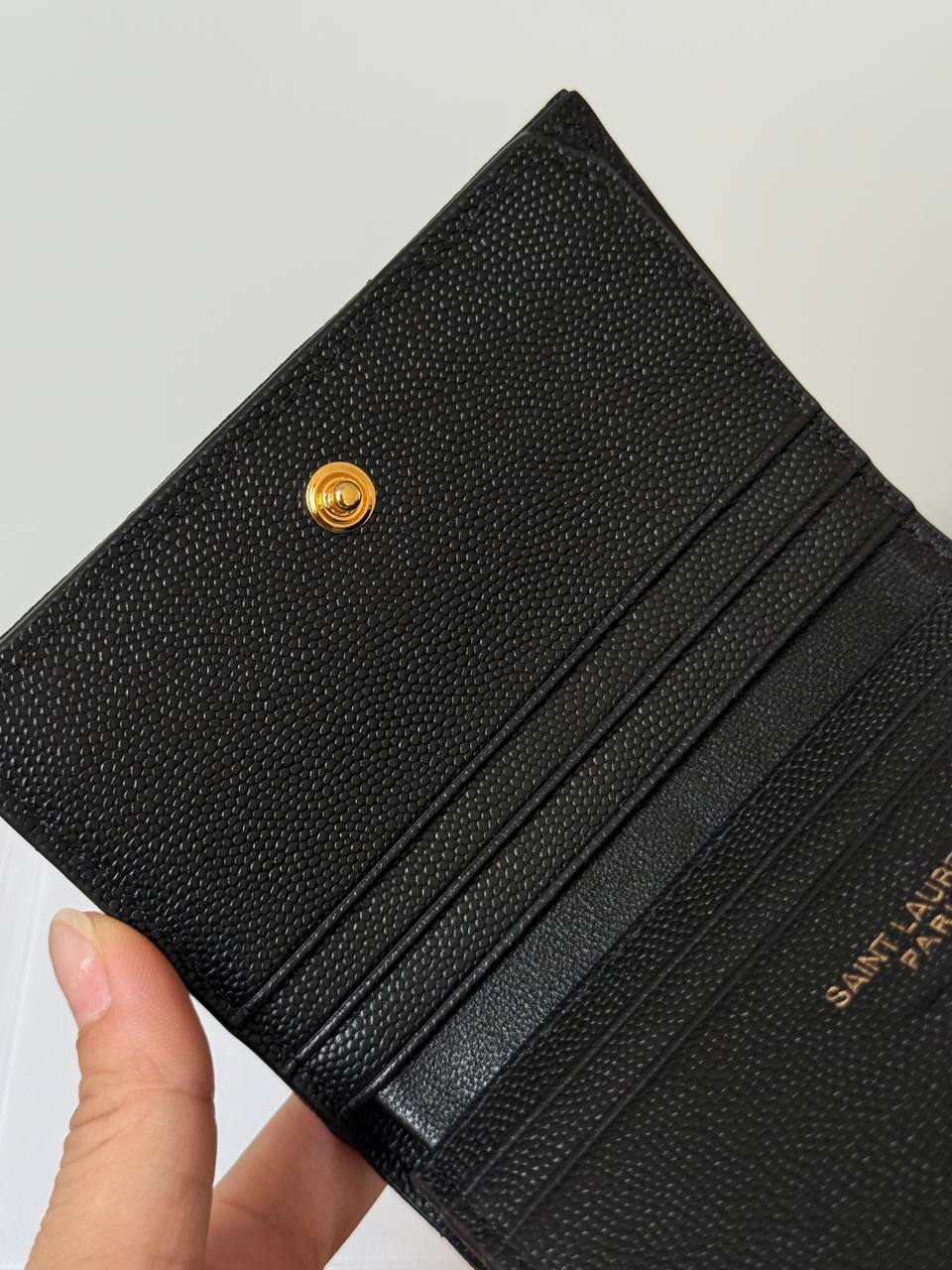 Saint Laurent Cassandre Matelassé Grain de Poudre Leather Card Holder
