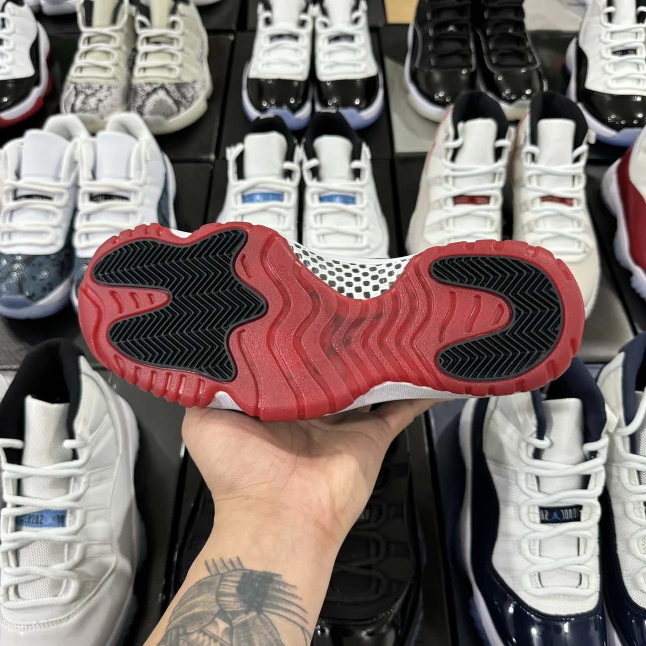 Air Jordan 11 Retro High Black Red with Red Logo