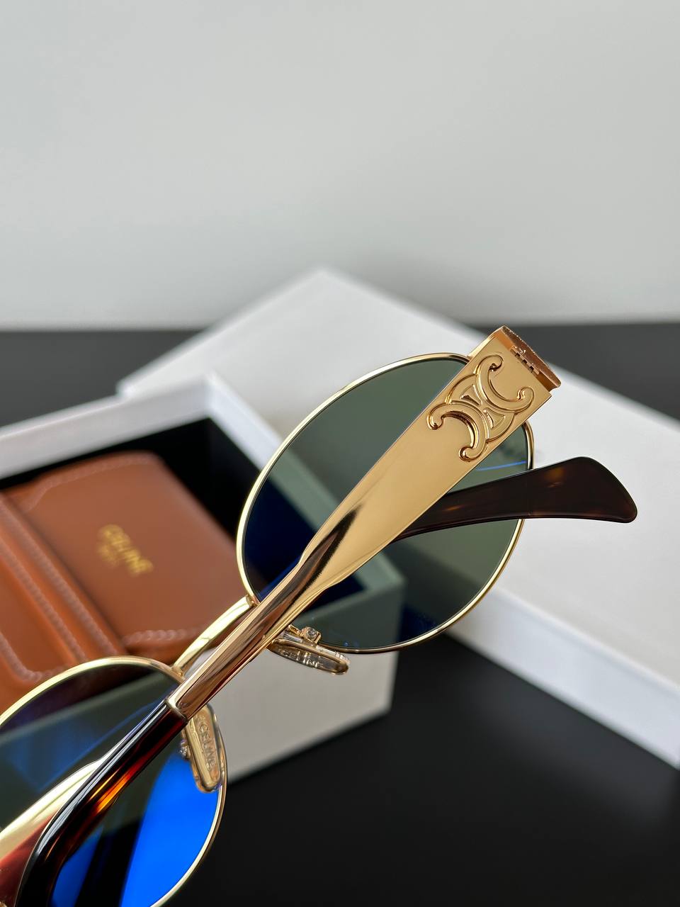 Celine Metal Triomphe Oval Sunglasses