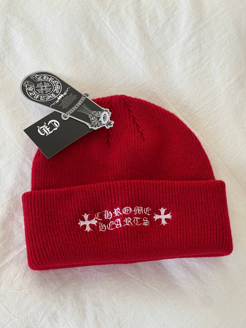 Chrome Hearts Black Gothic Cross Embroidery Cuff Knit Beanie