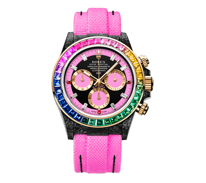 ROLEX Diw Daytona carbon rainbow pink 40mm carbon【1:1 Replica】