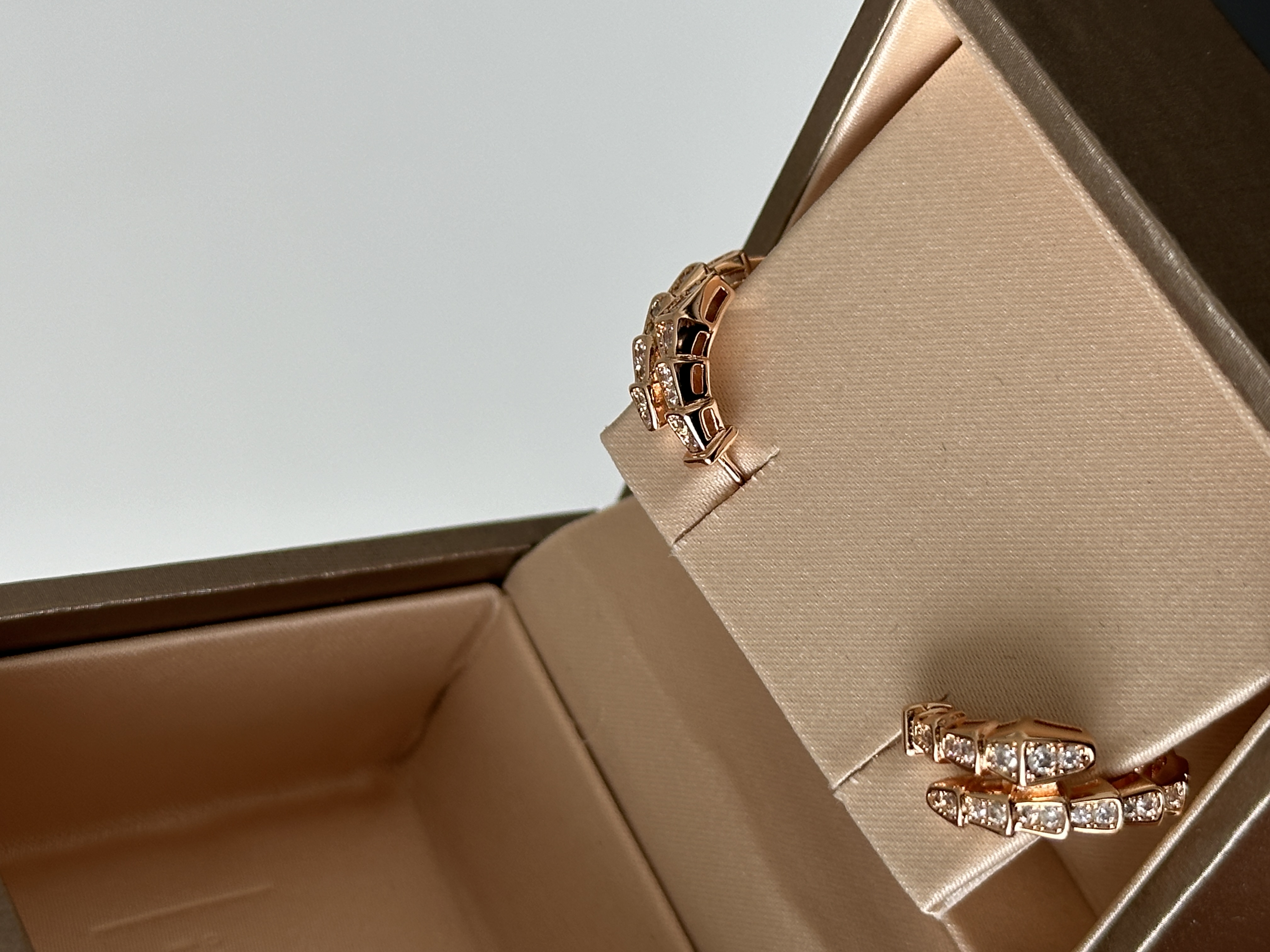Bvlgari Serpenti Viper Rose Gold Half-pave Diamond Hoop Earrings