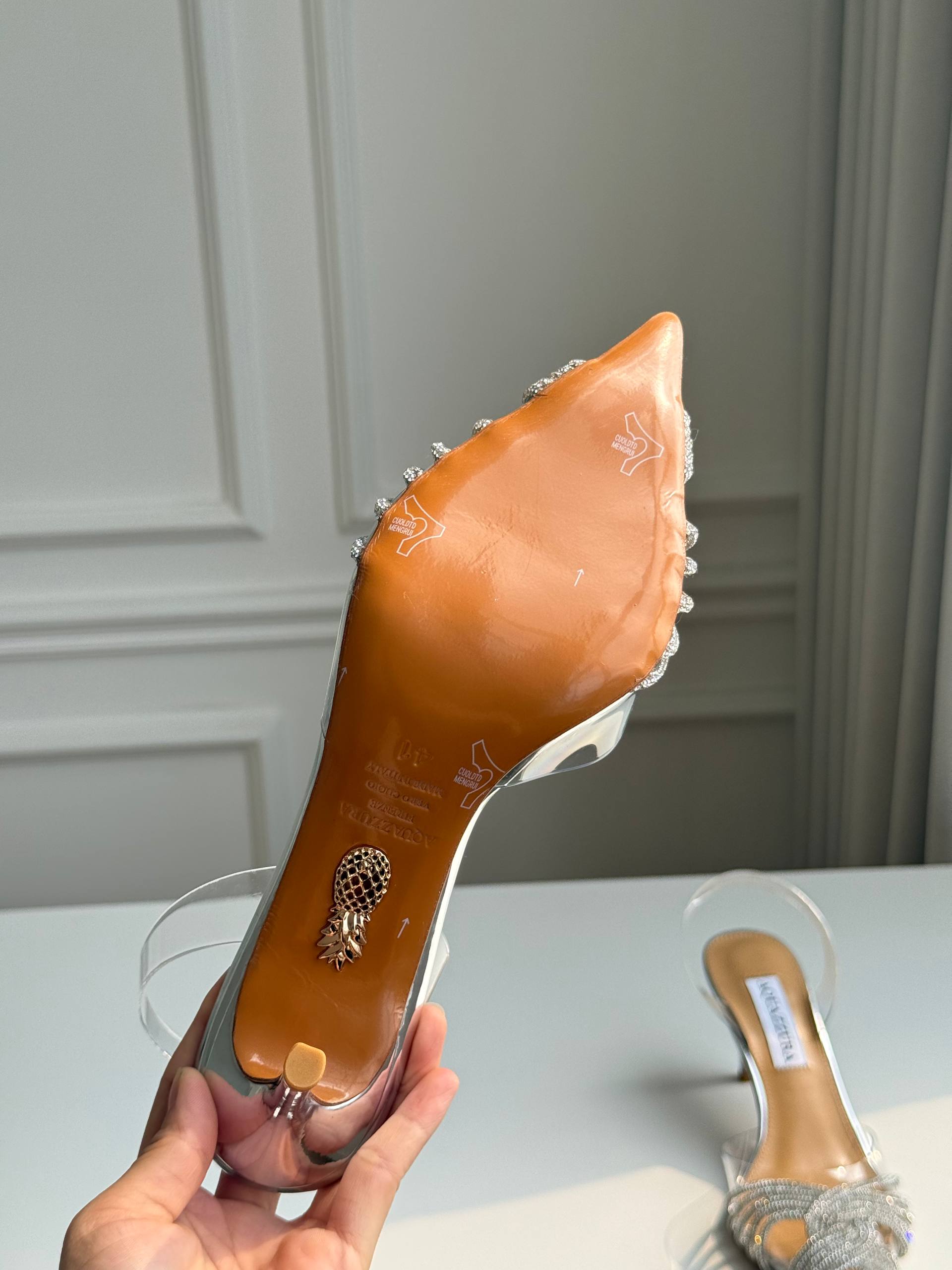Aquazzura Seduction Crystal-Embellished PVC Slingback Pumps