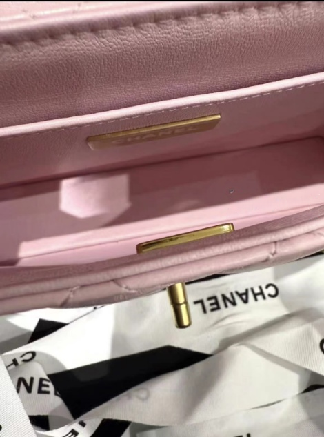 CHANEL MINI RECTANGULAR FLAP BAG WITH TOP PINK SMALL 20CM