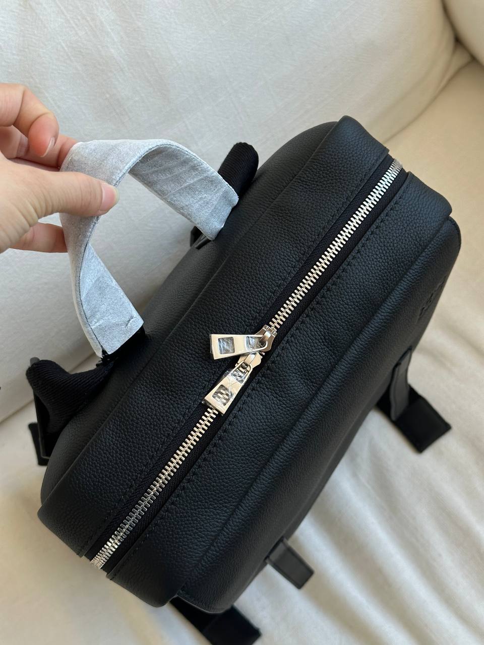 Loewe Black Grained Calfskin Goya Embossed Anagram Flap Business Backpack