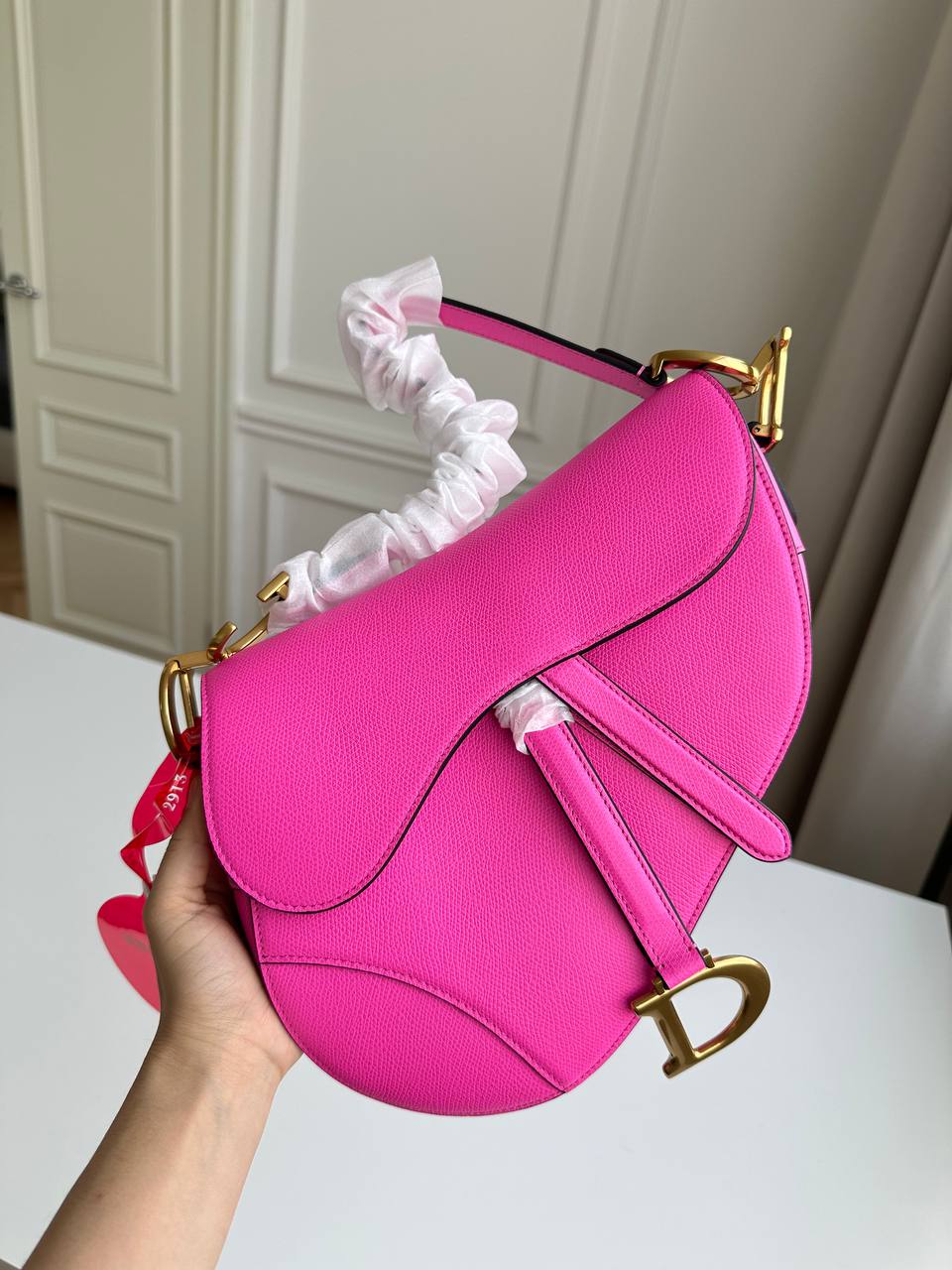 Christian Dior Medium Saddle Bag in Grained Calfskin