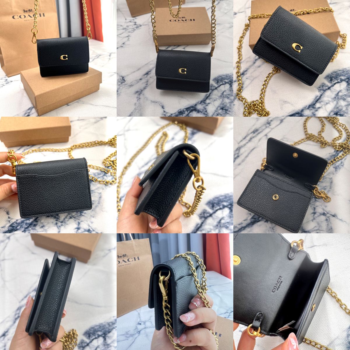 Women Handbag C6718 CR978 Half Flap Card Case chain wallet purse
