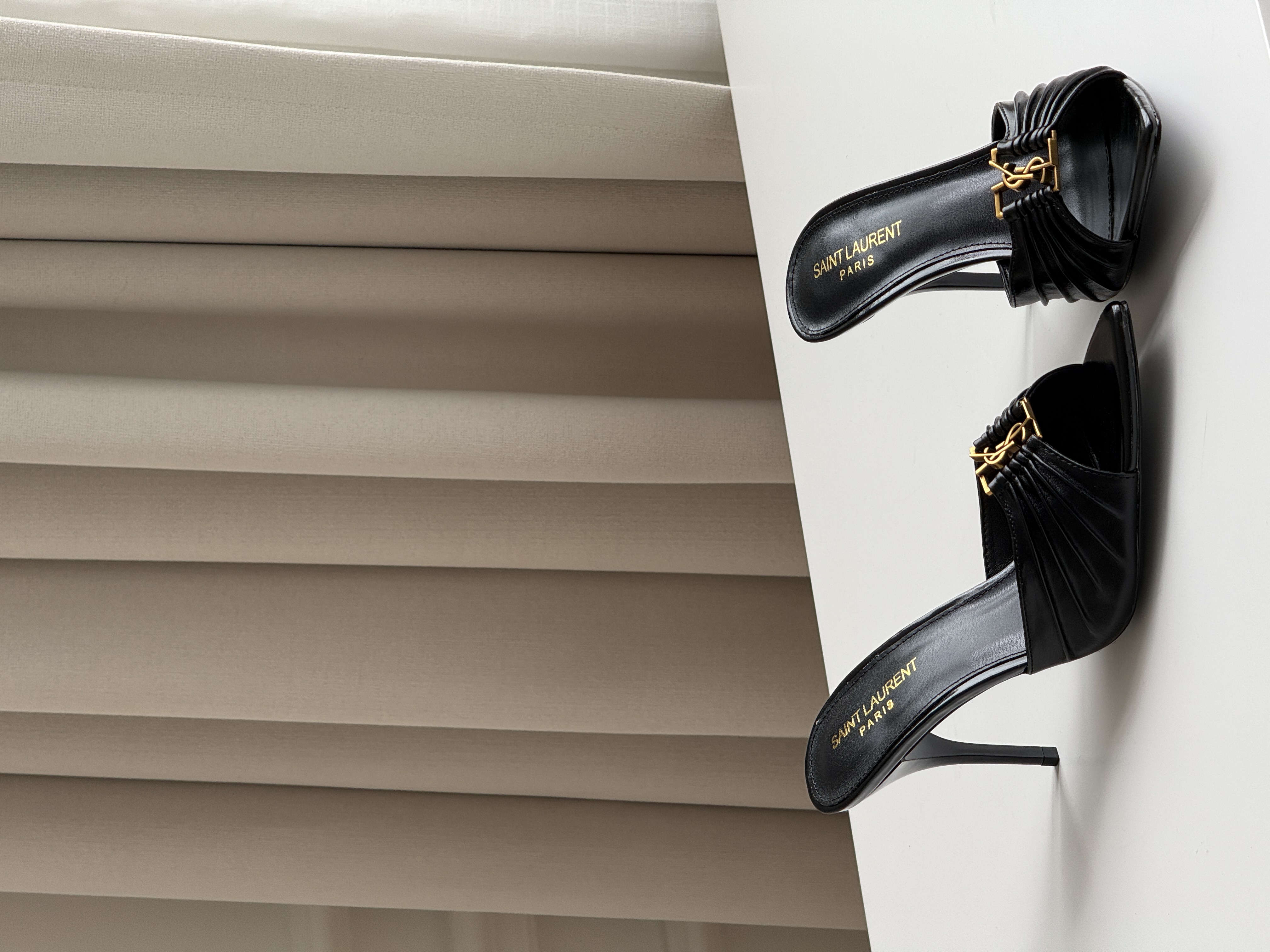 YSL Cassandre Logo Heeled Mules