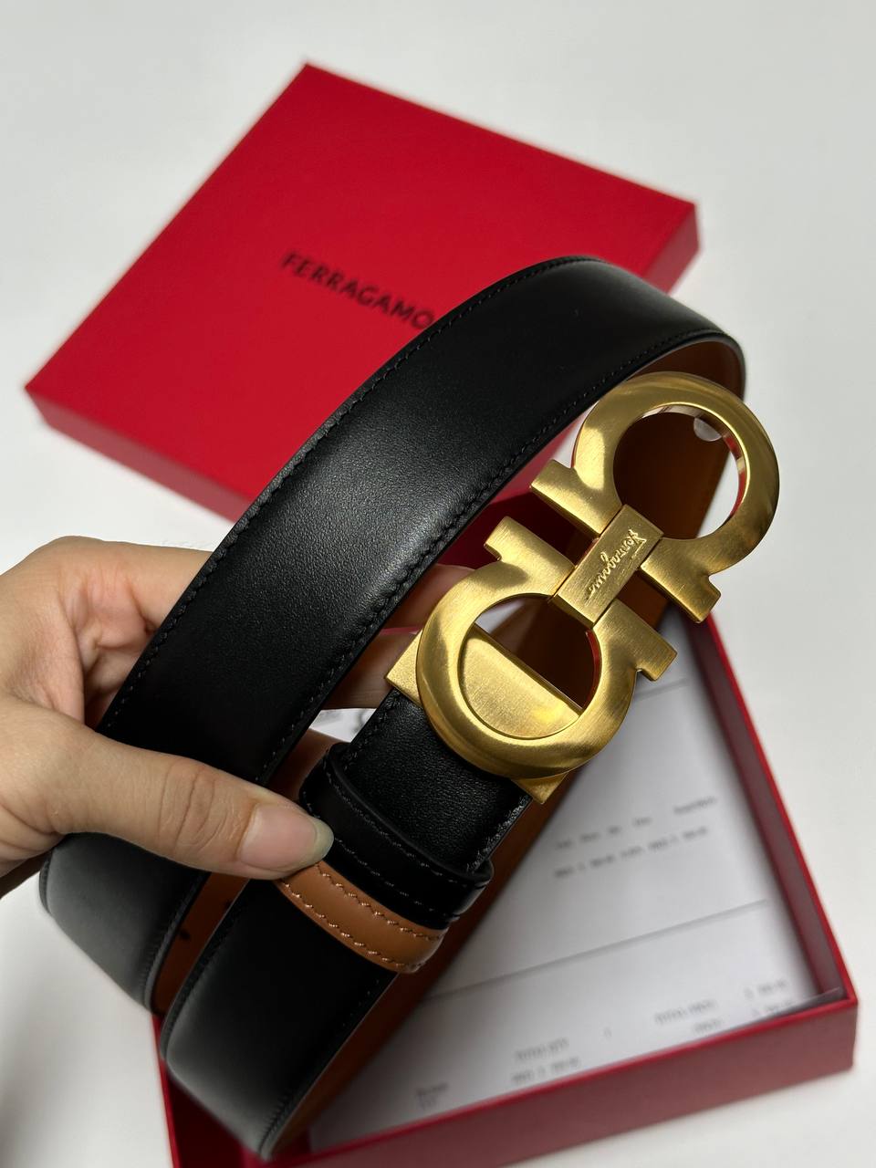 Salvatore Ferragamo Reversible Gancini Buckle Leather Belt