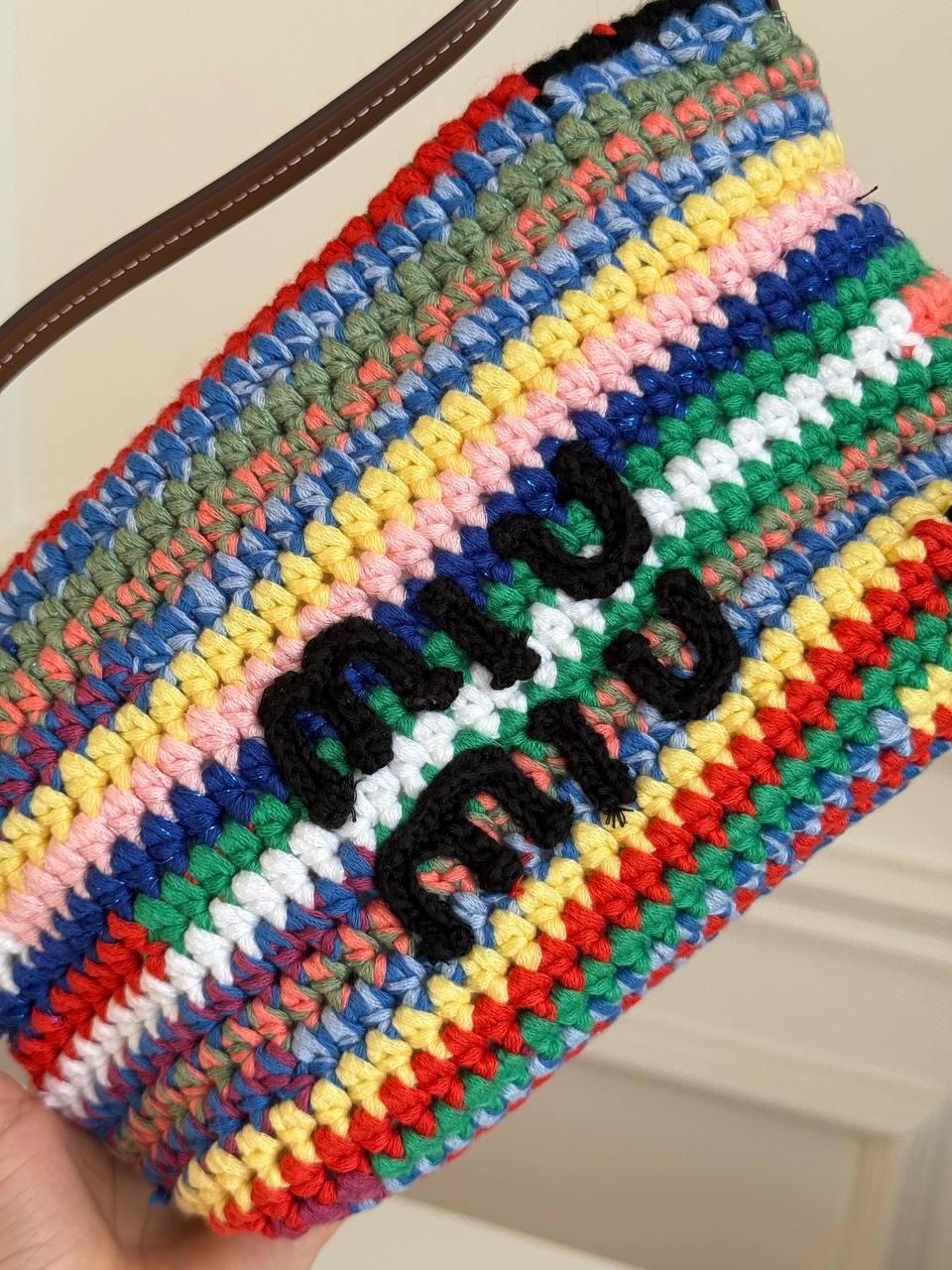 Miu Miu Logo Crochet Shoulder Bag