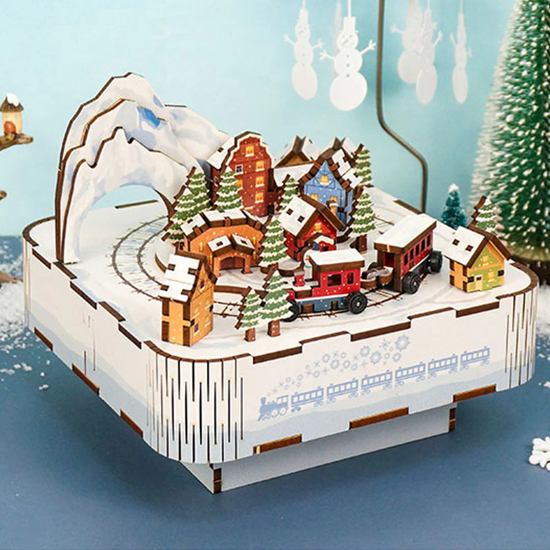 Christmas Northland Train DIY Wooden Music Box