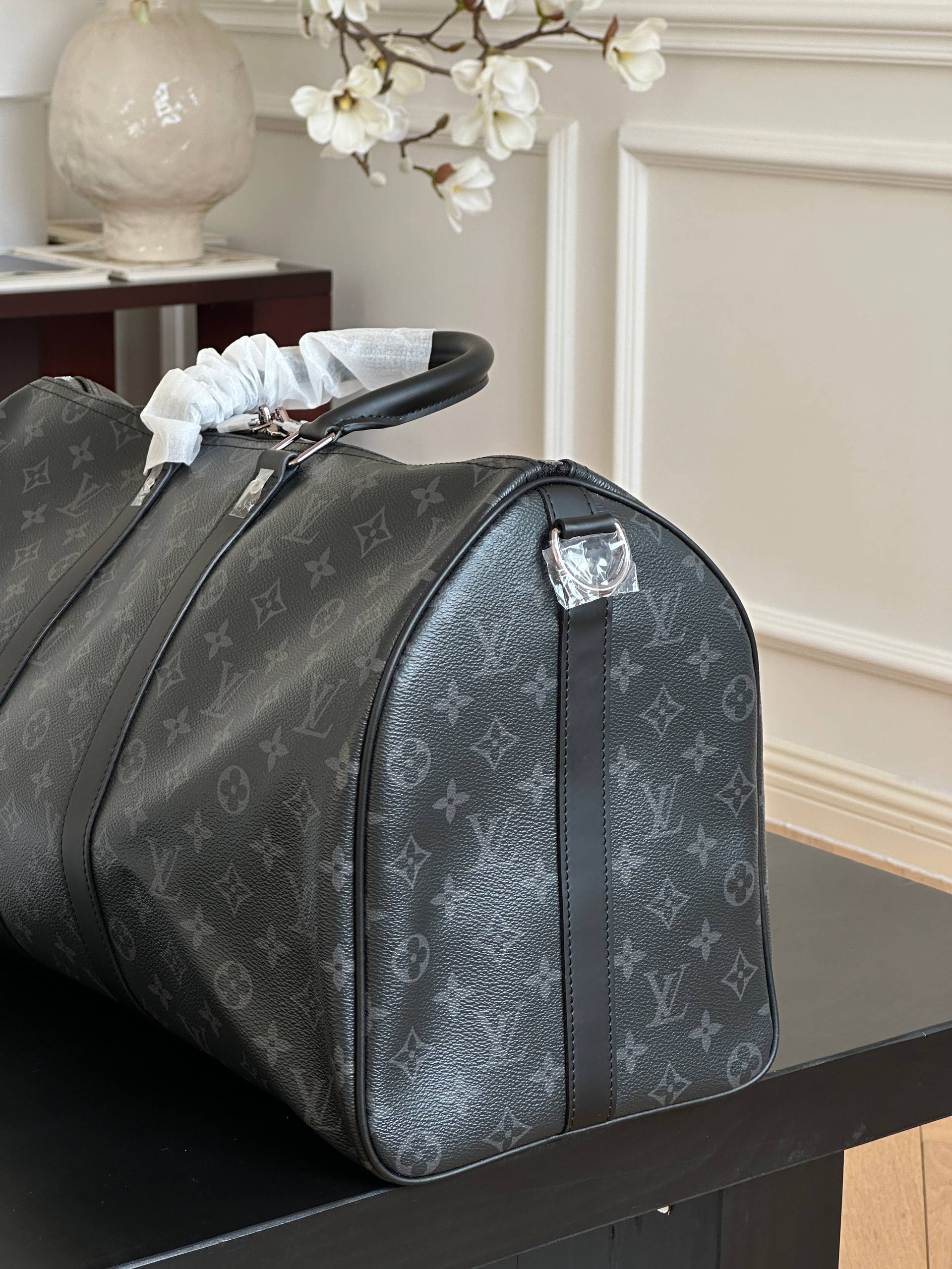 Louis Vuitton Monogram Eclipse Keepall Duffle Travel Bag