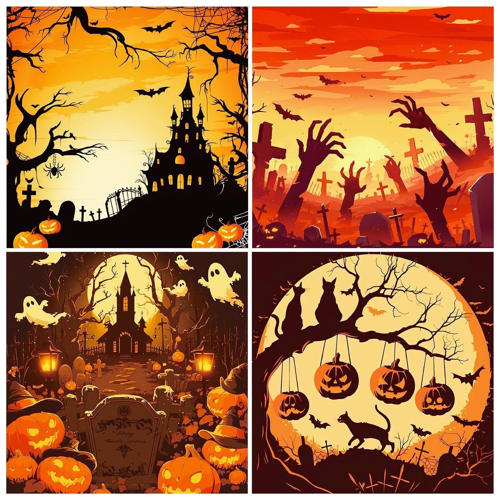 2115 12 Halloween Material Paper Handbook Collage Pumpkin Spooky