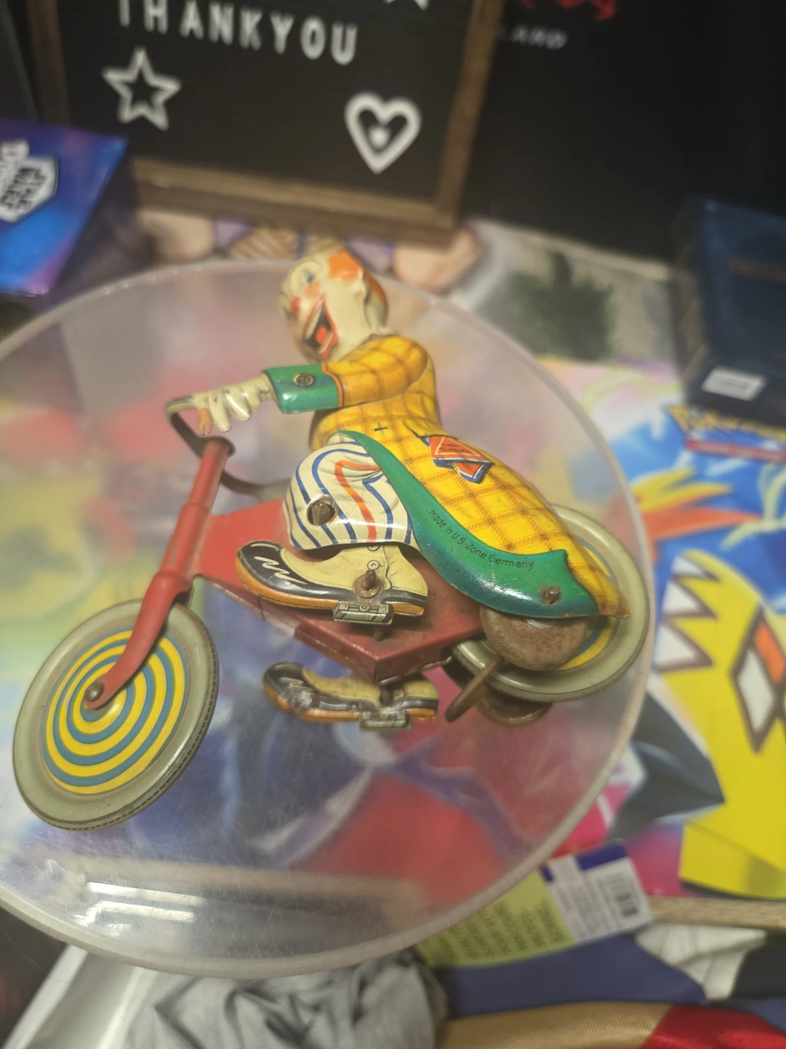 TECHNOFIX Tin windup Merry Clown Motorcycle, BNI41