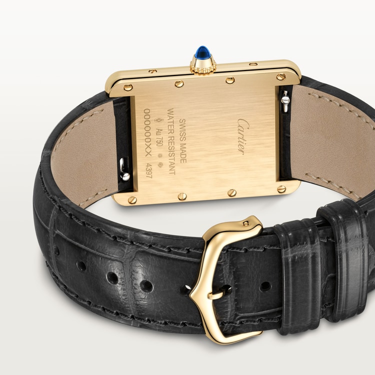 TANK LOUIS CARTIER WATCH Large model, quartz movement, 18K yellow gold, leather【1:1 Replica】