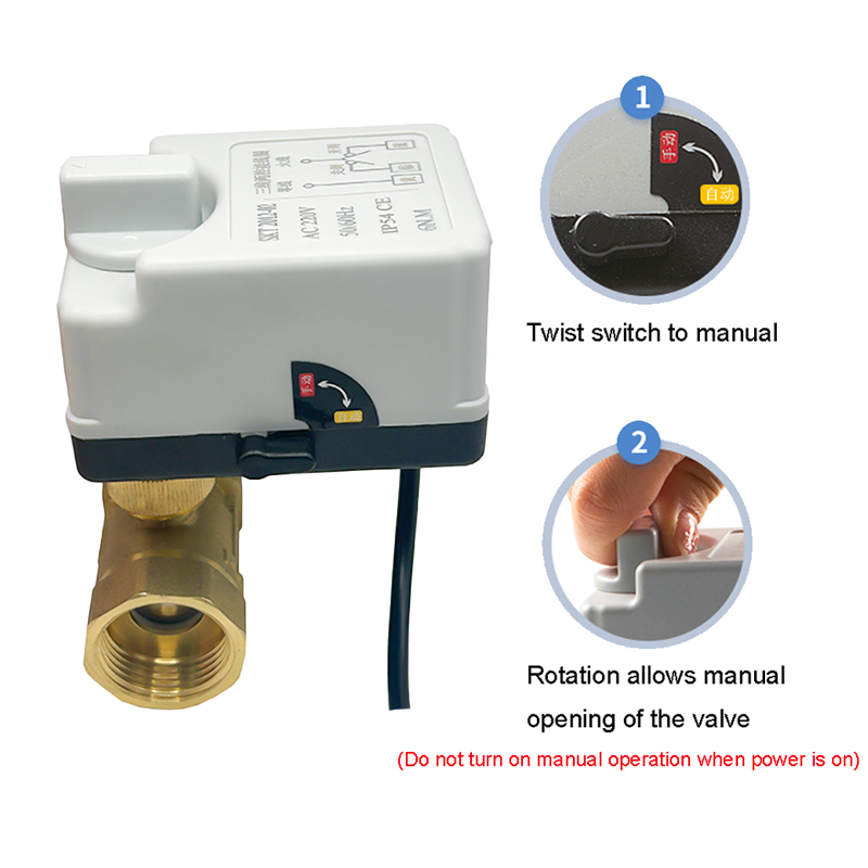2 Way Brass Motorized Ball Valve with Manual Switch 220V 12V 24V-3-Wire 2-Control Electric Actuators Brass Valve Body DN15-DN50