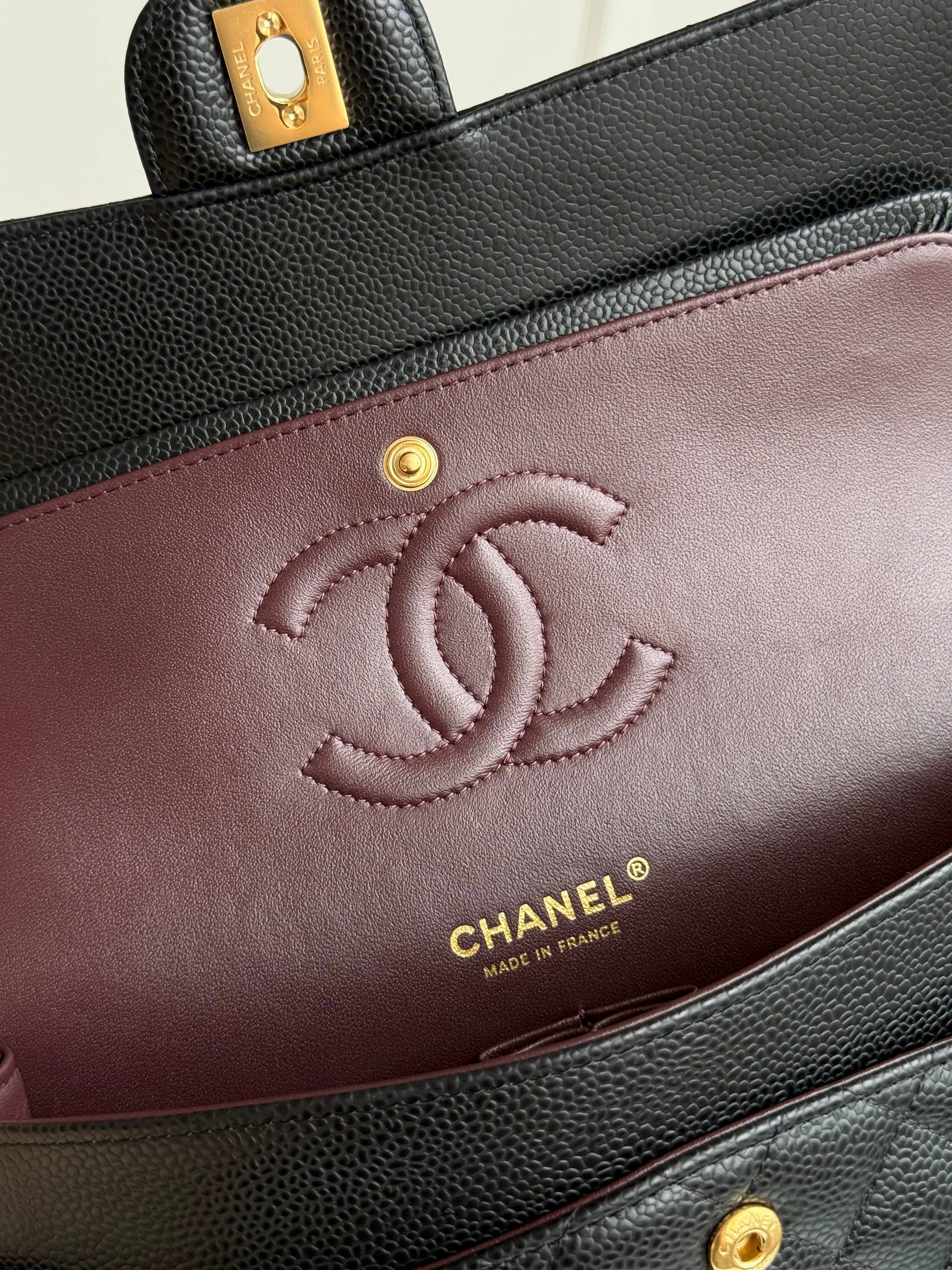 Chanel Medium Classic Flap Black Caviar Leather Gold Hardware Bag