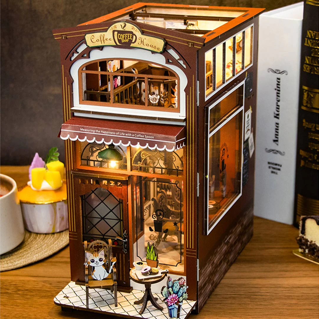 Coffee House DIY Wooden Book Nook Shelf Insert