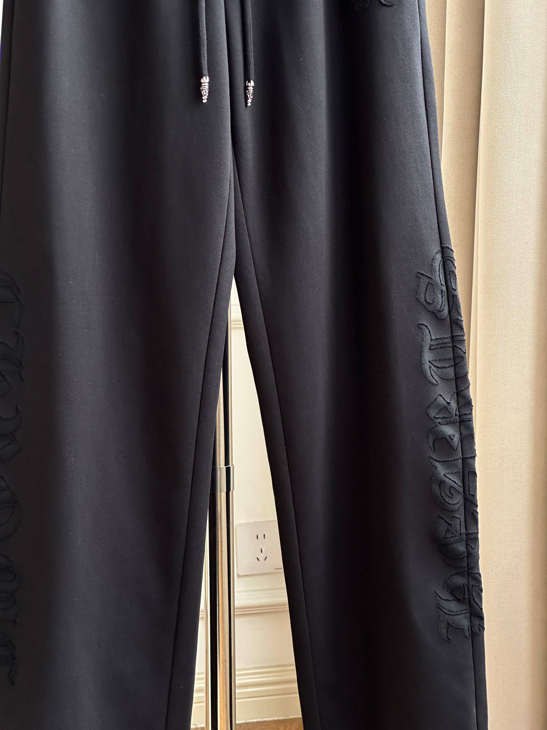 Chrome Hearts Gothic Letter Embroidery Wide-Leg Sweatpants