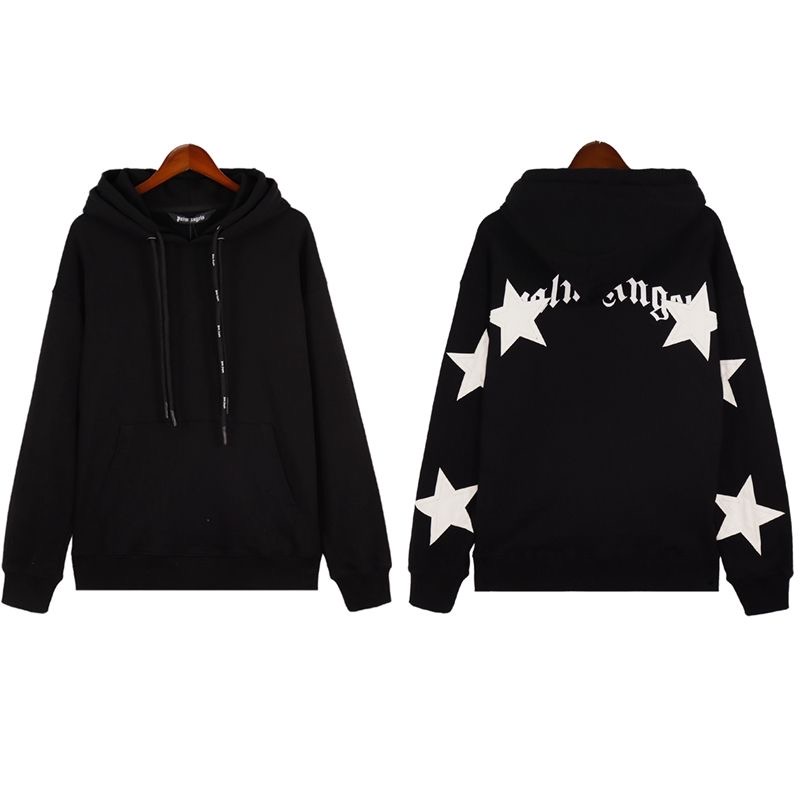 Leather five-pointed star hoodie black