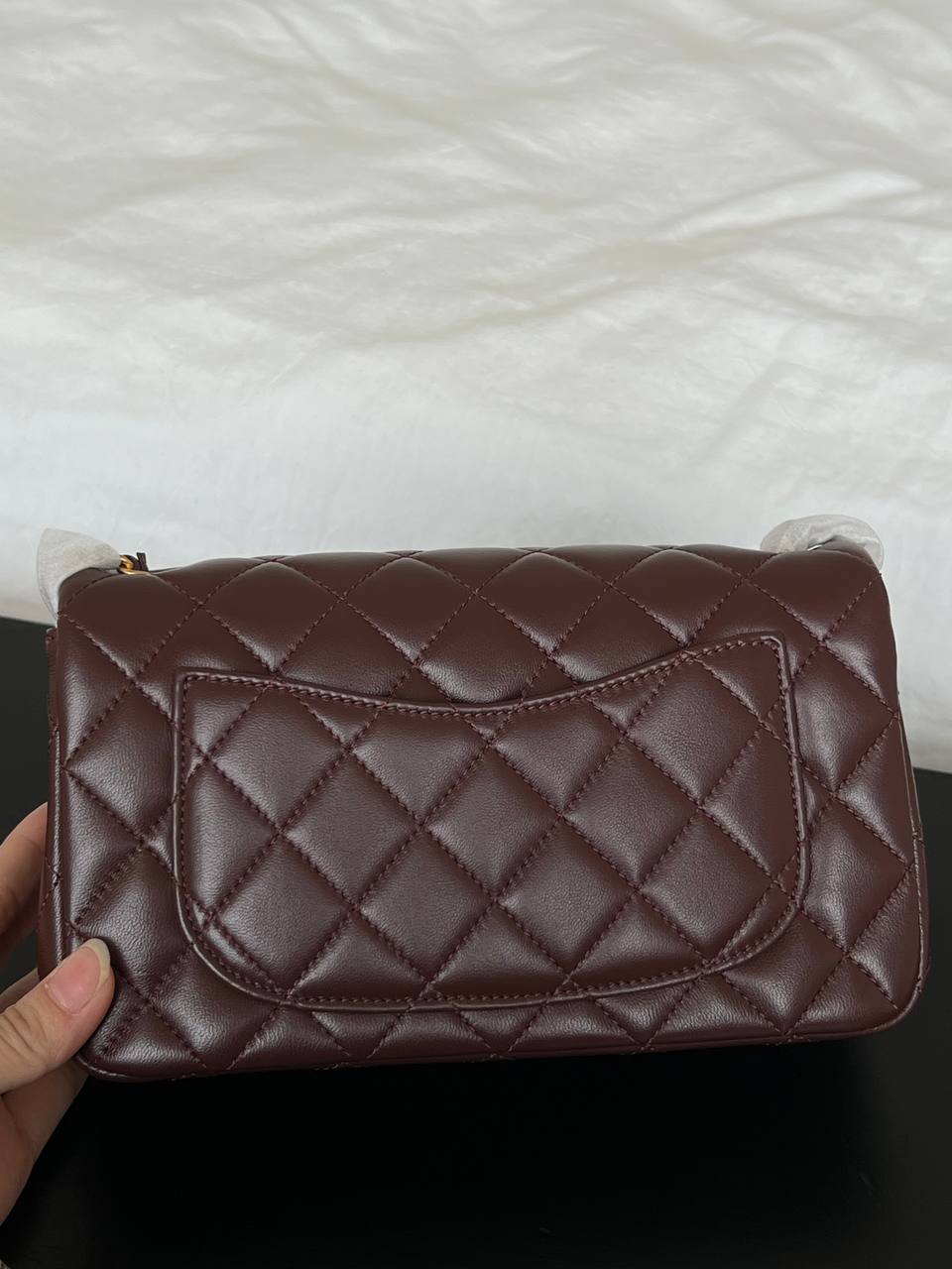 Chanel Burgundy Lambskin Classic Quilted Flap Bag With Vintage Gold CC Turnlock