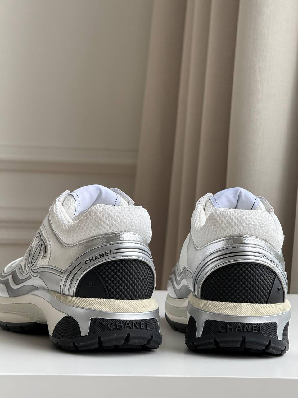 CHANEL Mesh & Metallic Calfskin Sneakers