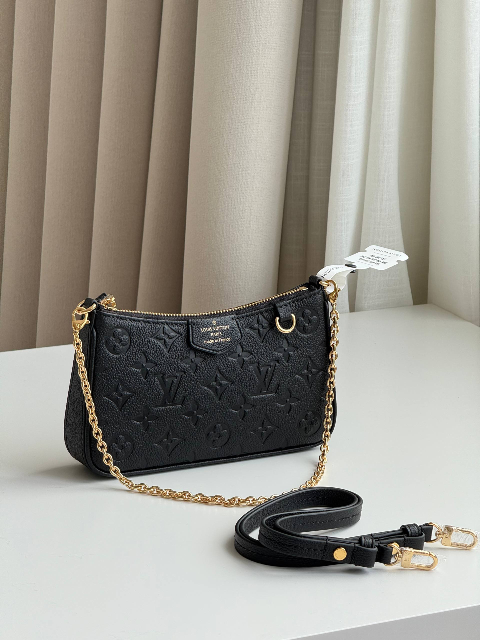LV Easy Pouch Black Embossed Underarm Bag